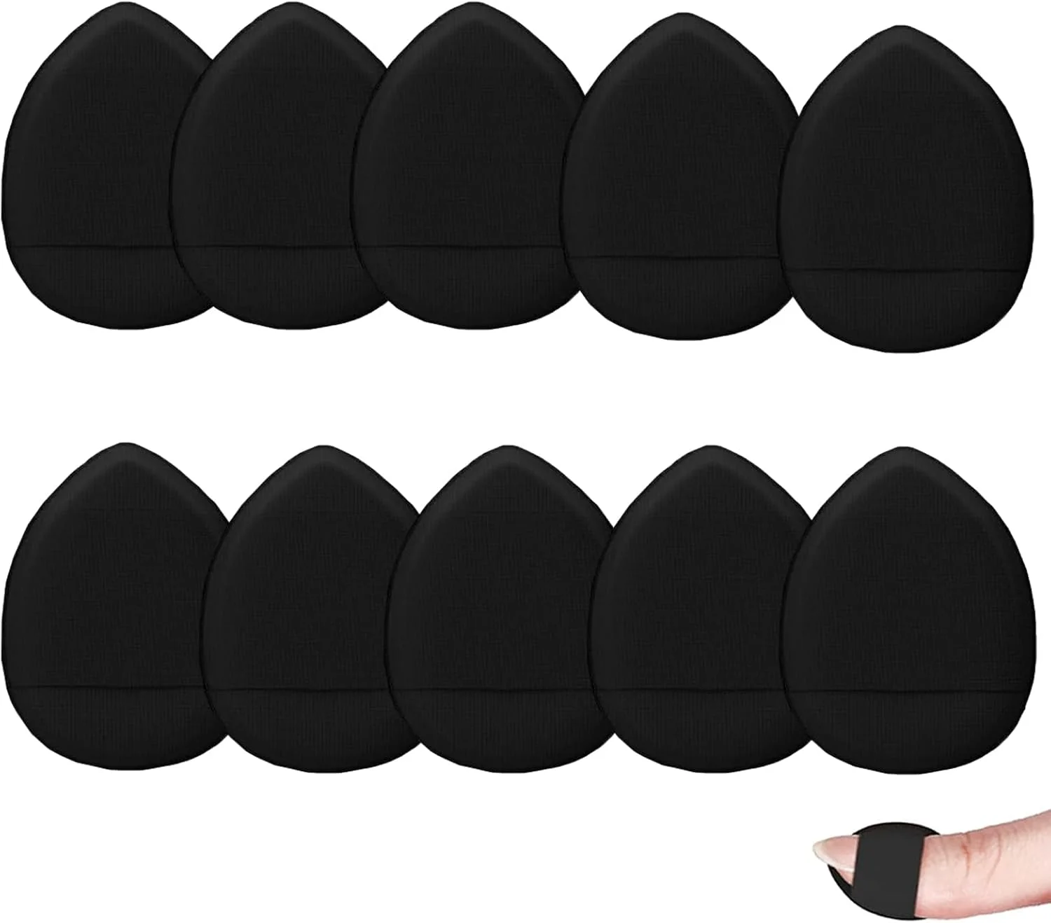 پدهای پودر انگشتی کوچک ieron، 10 عددی، پد پودر آرایشی نرم برای کرم پودر، کانسیلر، اسفنج آرایشی، پودر معدنی، ابزار آرایش مرطوب و خشک (مشکی)