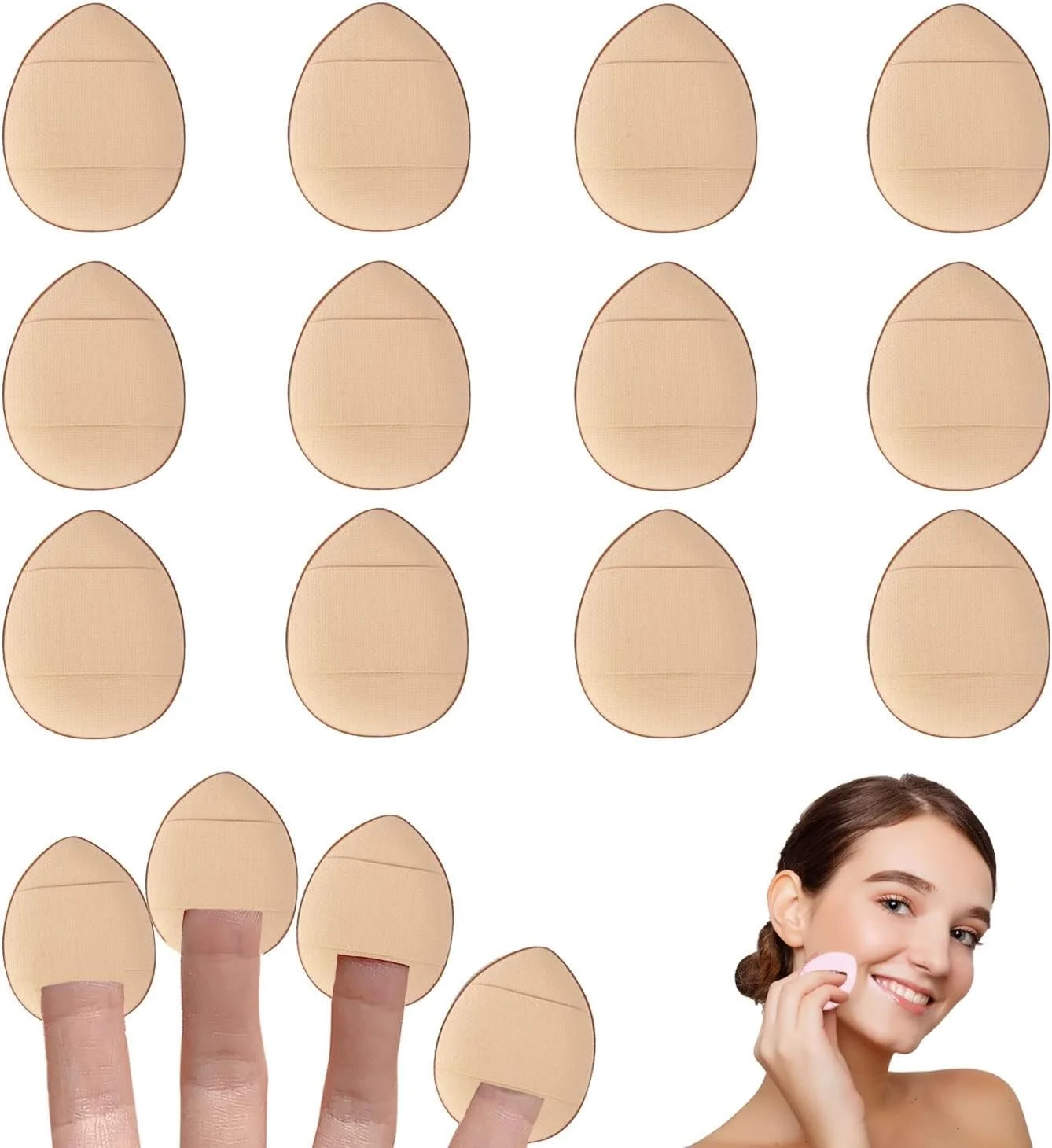 پدهای پودری انگشتی کوچک ieron، 10 عددی، پدهای پودری نرم آرایشی برای کرم پودر، کانسیلر، اسفنج آرایشی، پودر معدنی، ابزار آرایشی خشک و مرطوب (زرد)