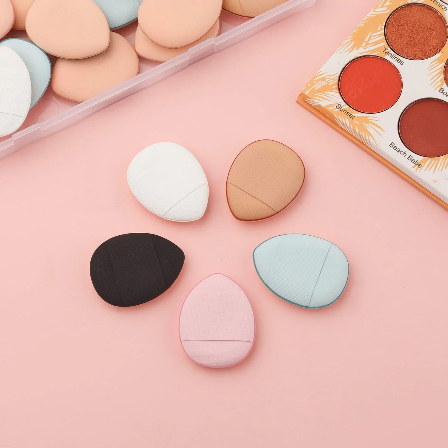 پد انگشتی آرایشی KINBOM، بسته 35 عددی، اسفنج های کوچک انگشتی برای آرایش، ابزار آرایشی نرم و لطیف برای کرم پودر، زیر چشم، کانسیلر و سایه چشم (5 رنگ)