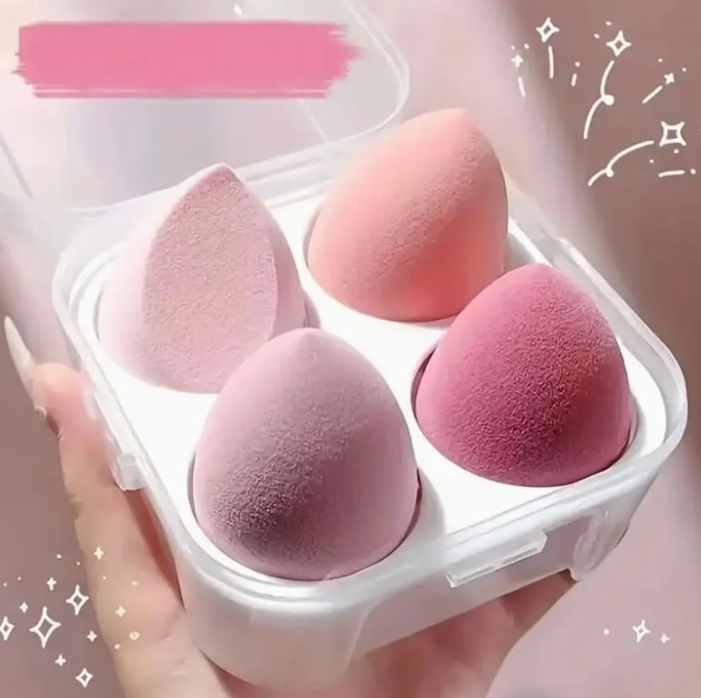 پد آرایشی 4 عددی/8 عددی، اسفنج آرایشی، پد آرایشی با جعبه نگهداری، اسفنج پودر فونداسیون، ابزار زیبایی، لوازم آرایش زنانه، پدهای پودر آرایشی