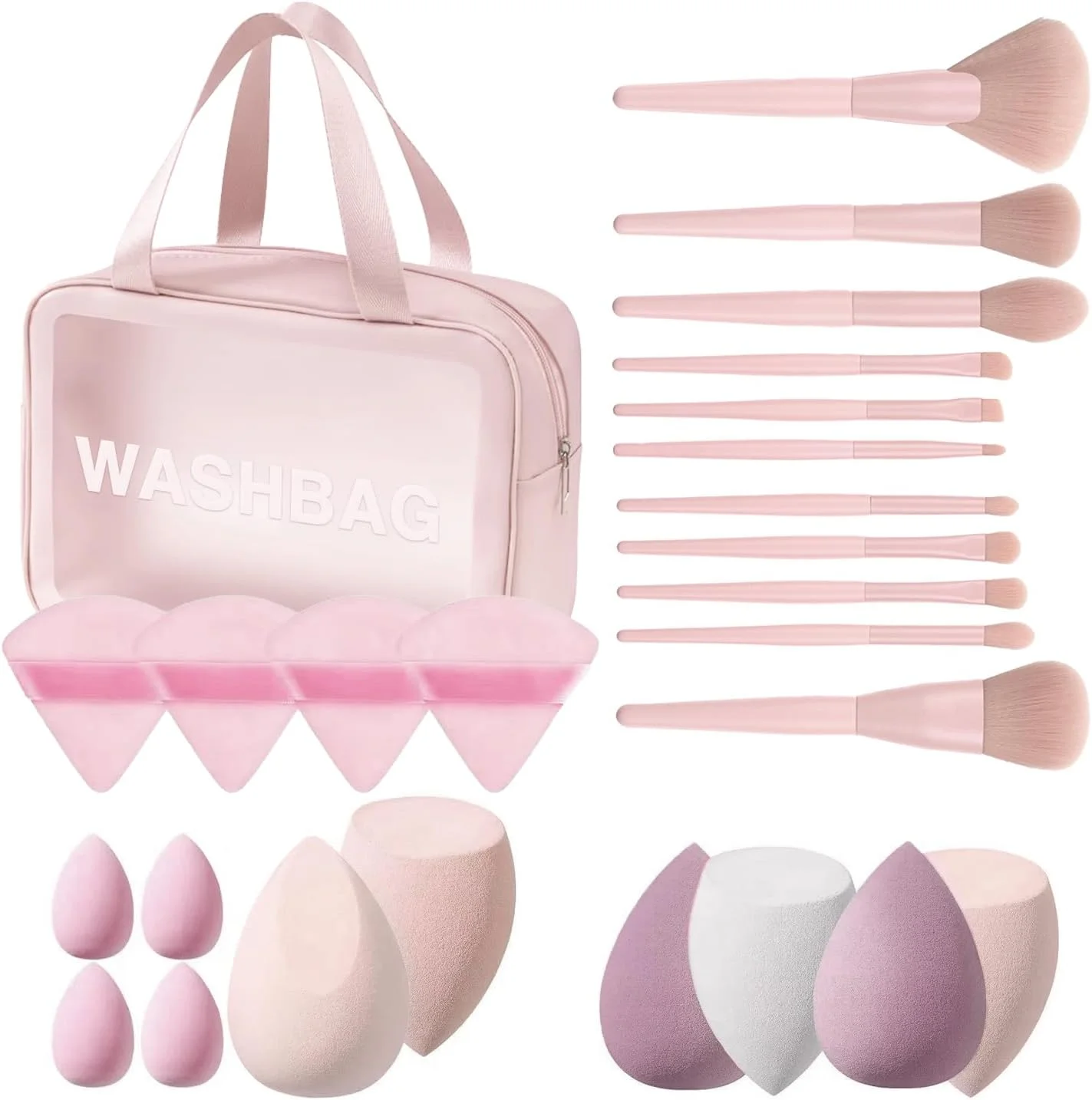 پد آرایشی با برس | اسفنج های اپلیکاتور برای صورت، پودر، کرم پودر و کانتورینگ | کیت کامل آرایشی قابل شستشو با لوازم جانبی برای زنان پد آرایشی با برس | اسفنج های اپلیکاتور برای صورت، پودر، کرم پودر و کانتورینگ | کیت کامل آرایشی قابل شستشو با لوازم جانبی برای زنان