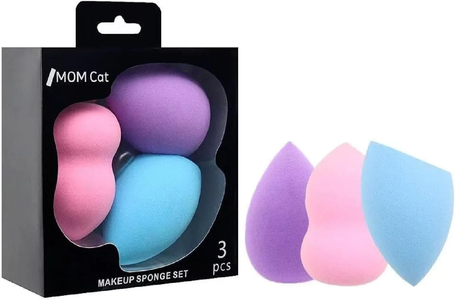 اسفنج آرایشی 3 عددی، مجموعه اسفنجی برای آرایش صورت، اسفنج ترکیبی برای زیرسازی آرایش، ایده آل برای هایلایتر، پودر، کرم یا استفاده مایع برای خانم ها