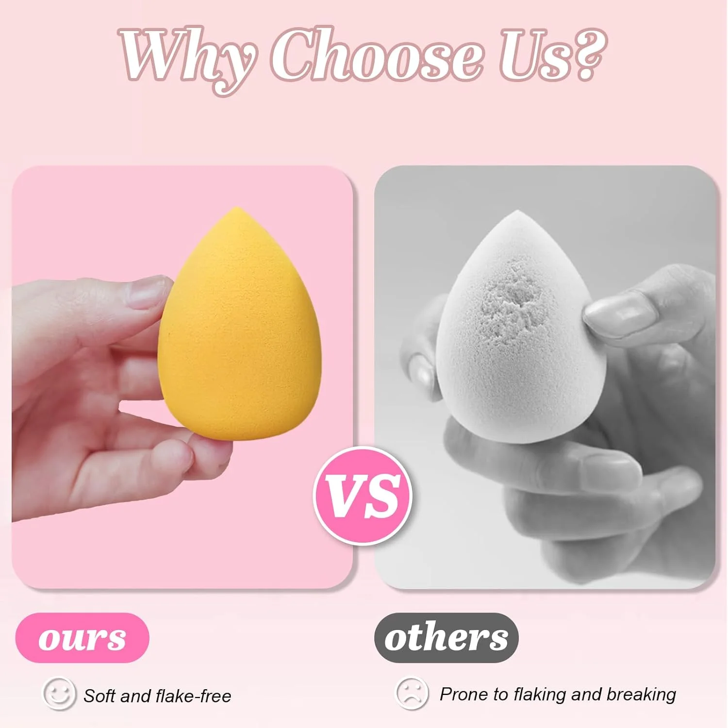 اسفنج آرایشی، بلندر 4 عددی بدون لاتکس، اسفنج مخلوط کن آرایشی برای کرم پودر، کانسیلر، مناسب برای مایعات، پودرها، کرم ها، اشک و قارچ، زرد