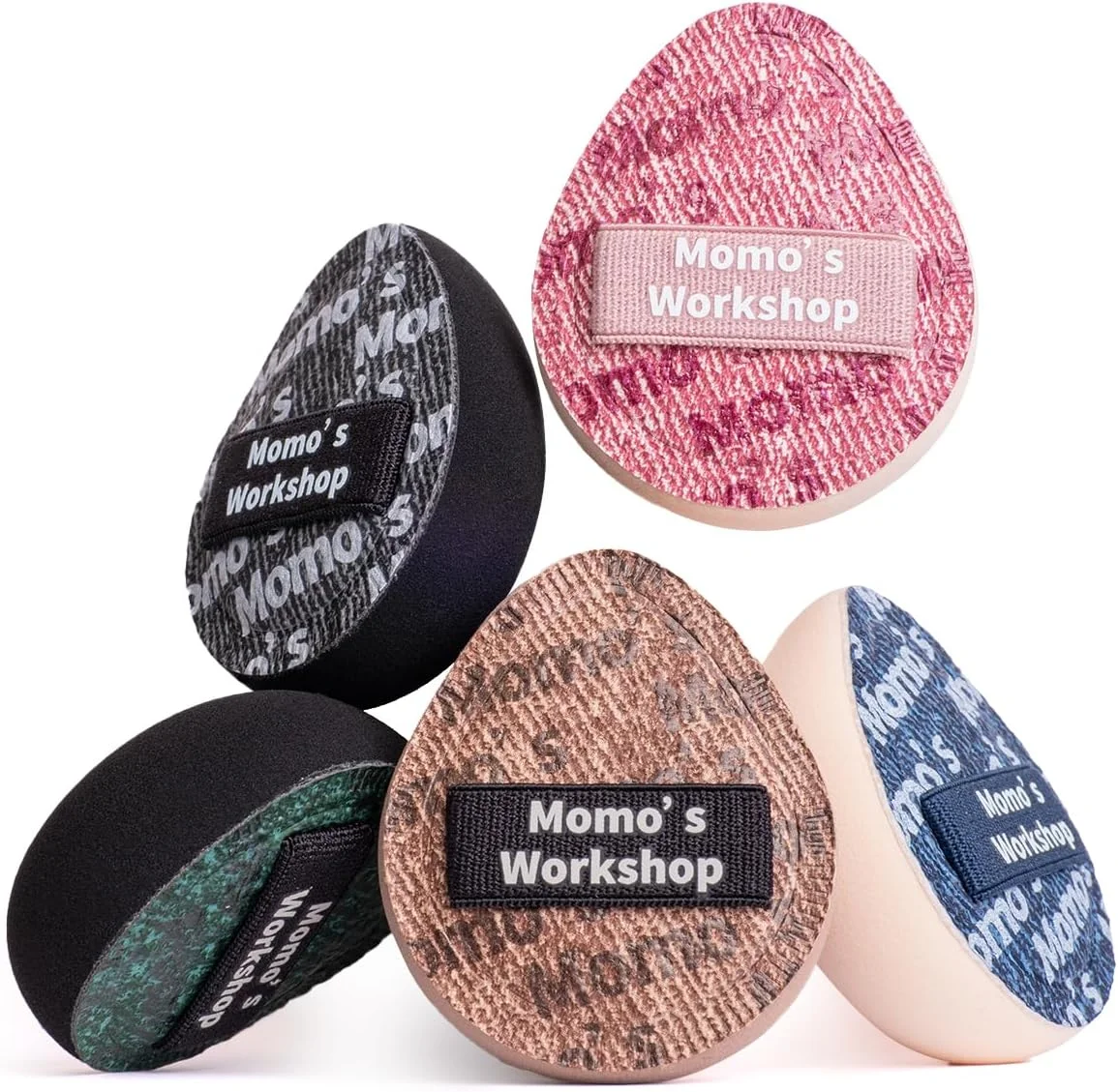 ست اسفنج آرایشی مینی دنیم، اسفنج های چند منظوره مینی برای کرم پودر/کانسیلر/رژگونه/هایلایتر، ایده آل برای جزئیات و مسافرت، 5 عدد پاف کانسیلر مینی با جعبه نگهداری