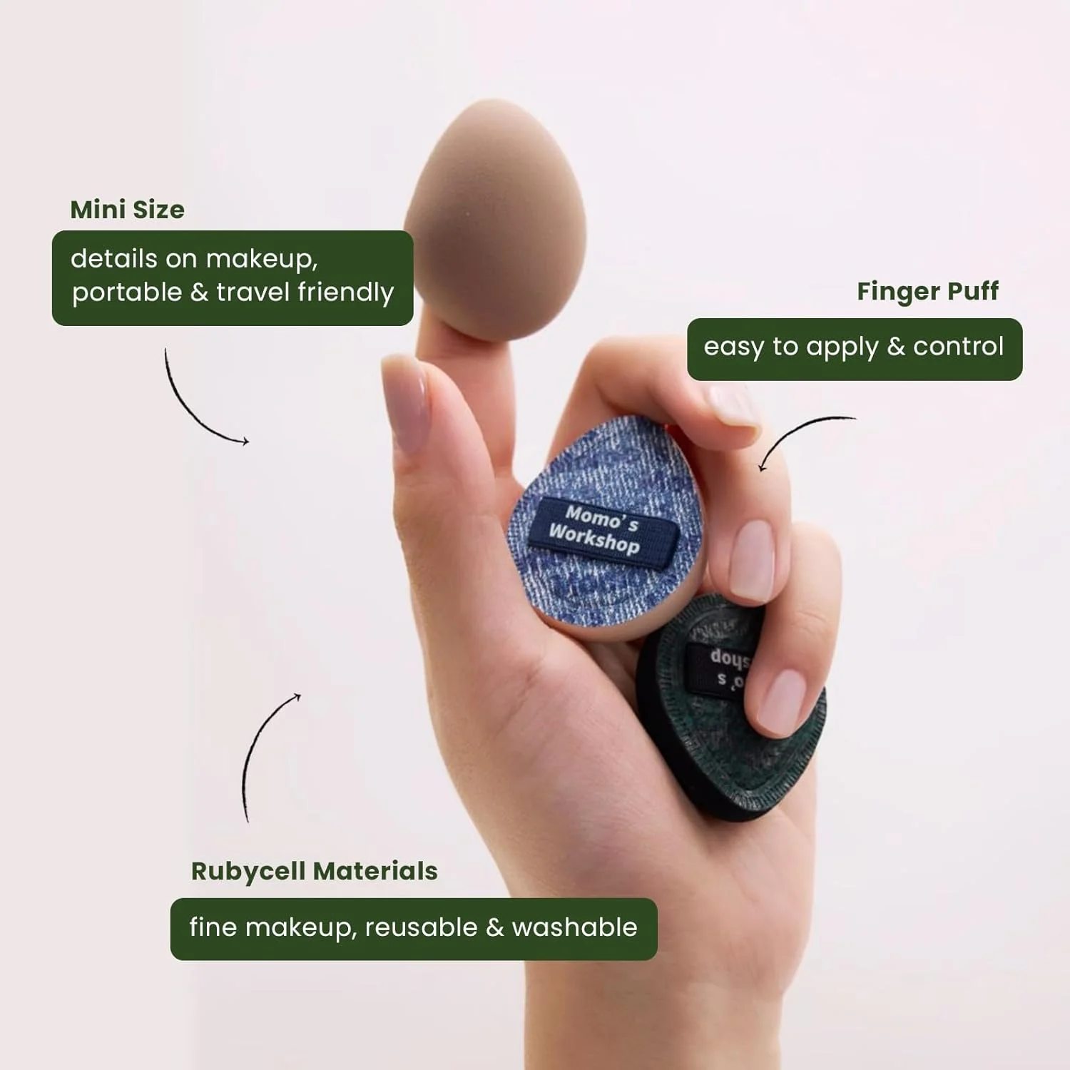 ست اسفنج آرایشی مینی دنیم، اسفنج های چند منظوره مینی برای کرم پودر/کانسیلر/رژگونه/هایلایتر، ایده آل برای جزئیات و مسافرت، 5 عدد پاف کانسیلر مینی با جعبه نگهداری