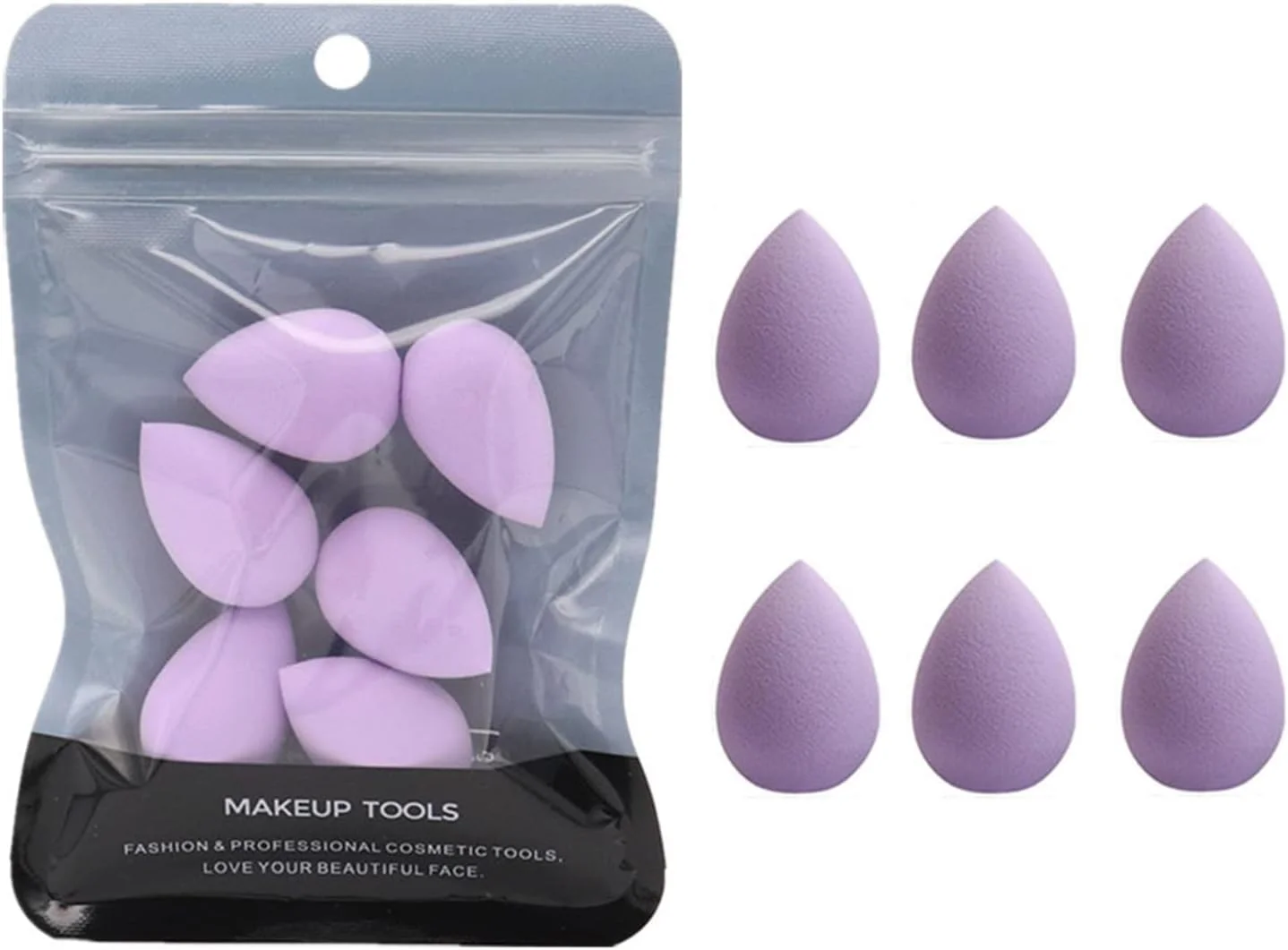 پک 6 عددی پد آرایشی OUNA، پد اسفنجی خشک و مرطوب، ابزار کوچک آرایشی برای کرم پودر، کانسیلر، سایه چشم، زیر چشم، هایلایت و کانتور