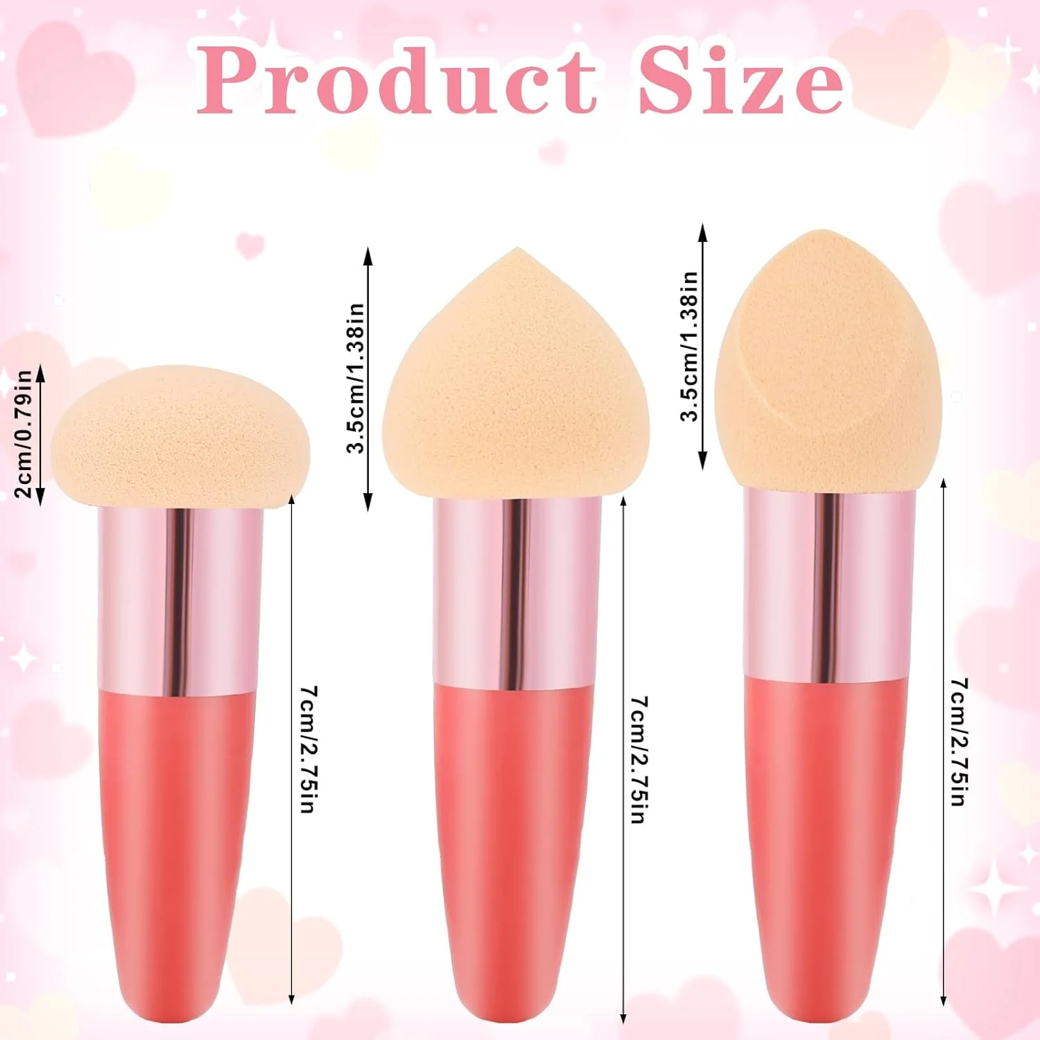 پد آرایشی اورولا، 3 عدد اسفنج فونداسیون برای آرایش مایع، اپلیکاتور اسفنجی آرایشی با دسته، اشکال مختلف اسفنج اپلیکاتور آرایشی، پودر قارچی چند منظوره، مناسب استفاده خشک و مرطوب برای کرم پودر