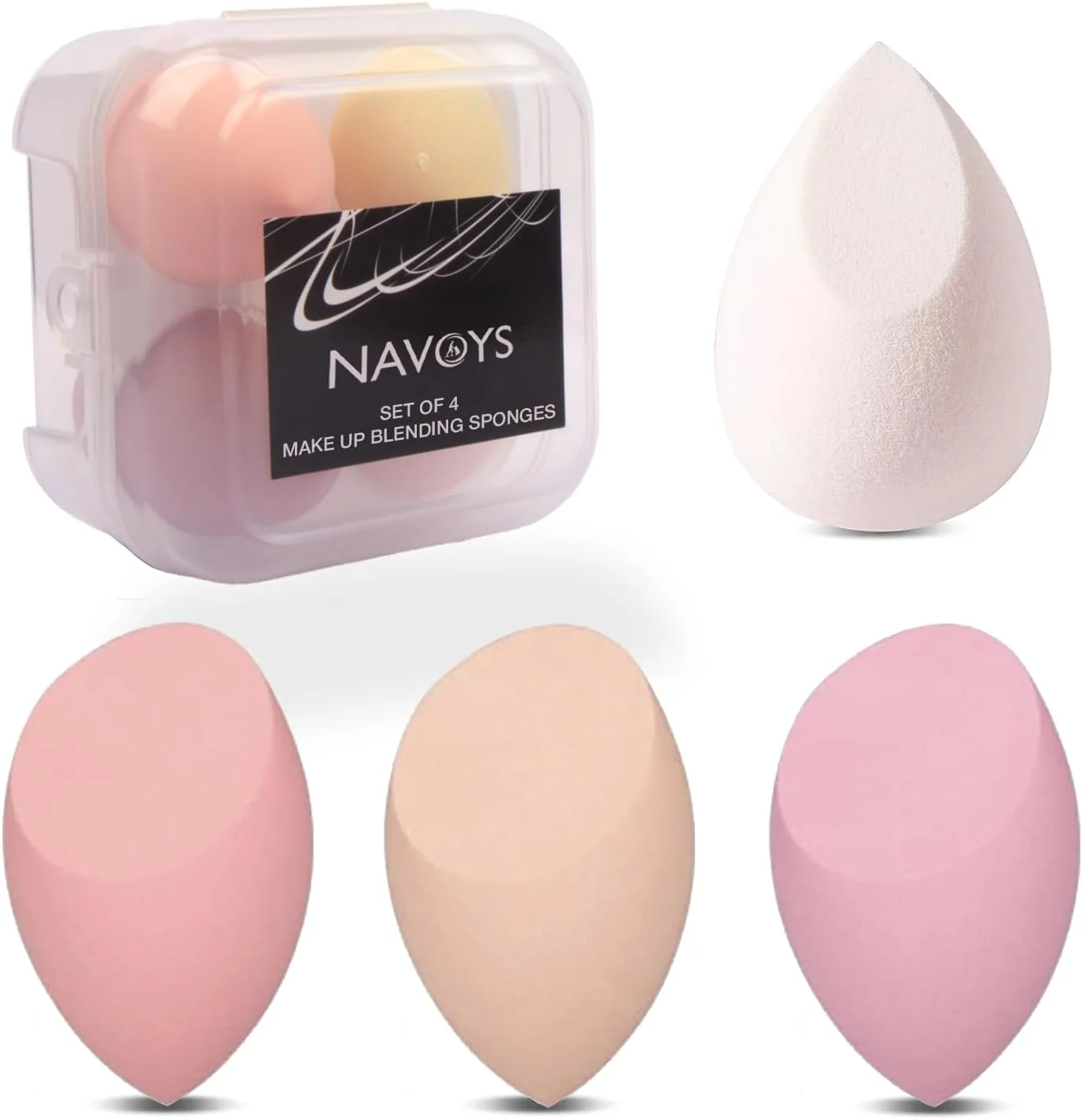 اسفنج های آرایشی نوویس (بسته 4 عددی) مناسب برای پخش کرم پودر و کانسیلر | مناسب برای محصولات مایع، کرمی و پودری