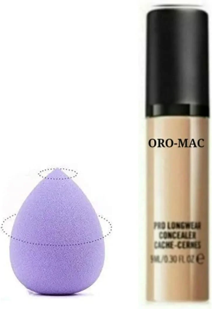 کیت آرایشی اورومک، کانسیلر بادوام حرفه ای به همراه 1 اسفنج بلندر قابل شستشو - بسته 2 عددی