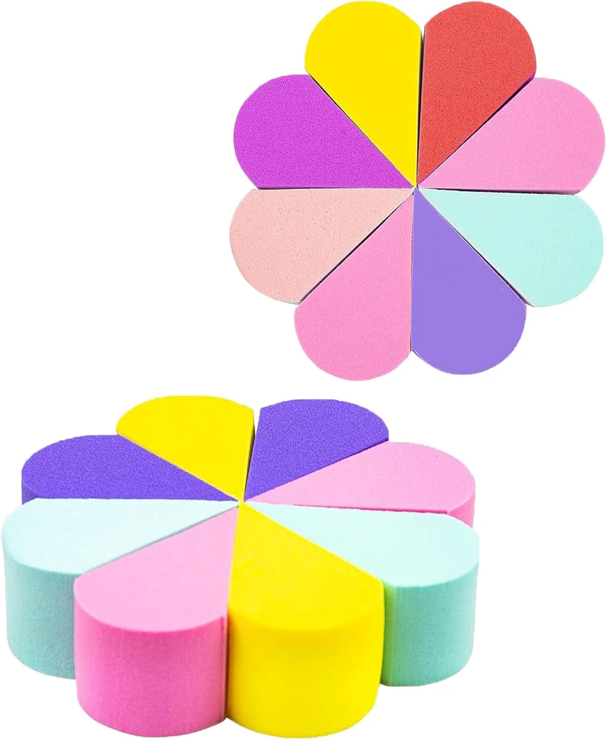 پد آرایشی 16 عددی پنس اند مون کالکتیو، پدهای مینی گلبرگی شکل چند رنگ قابل استفاده مجدد برای کرم پودر و کانسیلر