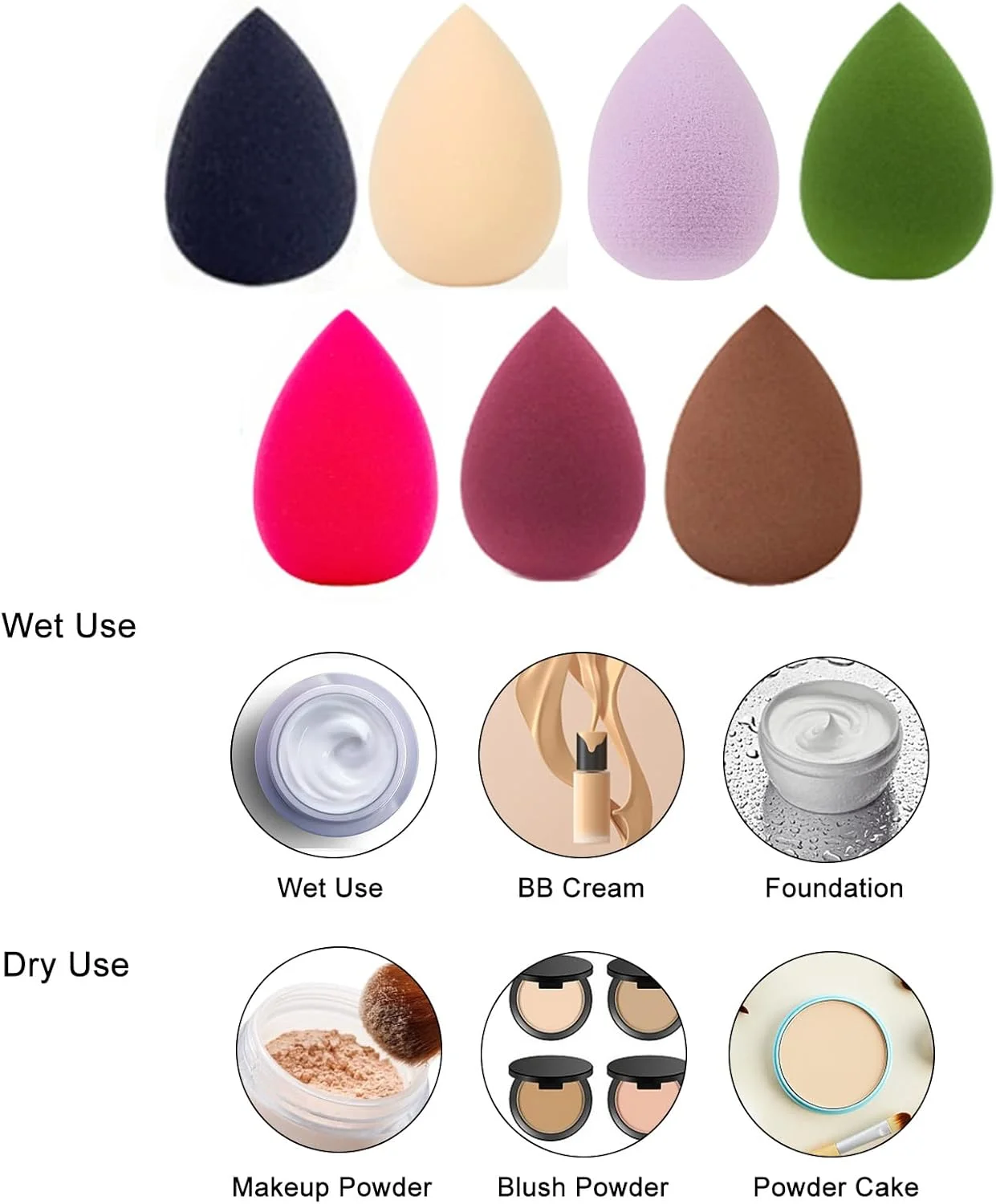 پک 6 عددی اسفنج آرایشی Pepisky، پد اسفنجی خشک و مرطوب مینی، ابزار آرایشی برای کرم پودر، کانسیلر، سایه چشم، زیر چشم، هایلایت و کانتور