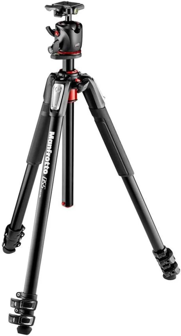کیت سه پایه آلومینیومی 3 قسمتی Manfrotto 055 با ستون افقی و هد توپی، مشکی، MK055XPRO3 BHQ2