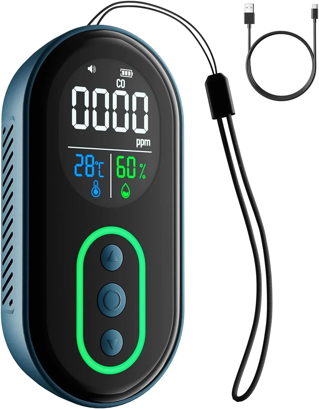 دتکتور مونوکسید کربن GasDoc DS-399، آماده به کار 168 ساعته، دتکتور قابل شارژ 3 در 1 قابل حمل CO با هشدارهای صوتی و تصویری برای مسافرت و کمپینگ، متر CO برای خانه، ماشین و چادر - آبی تیره