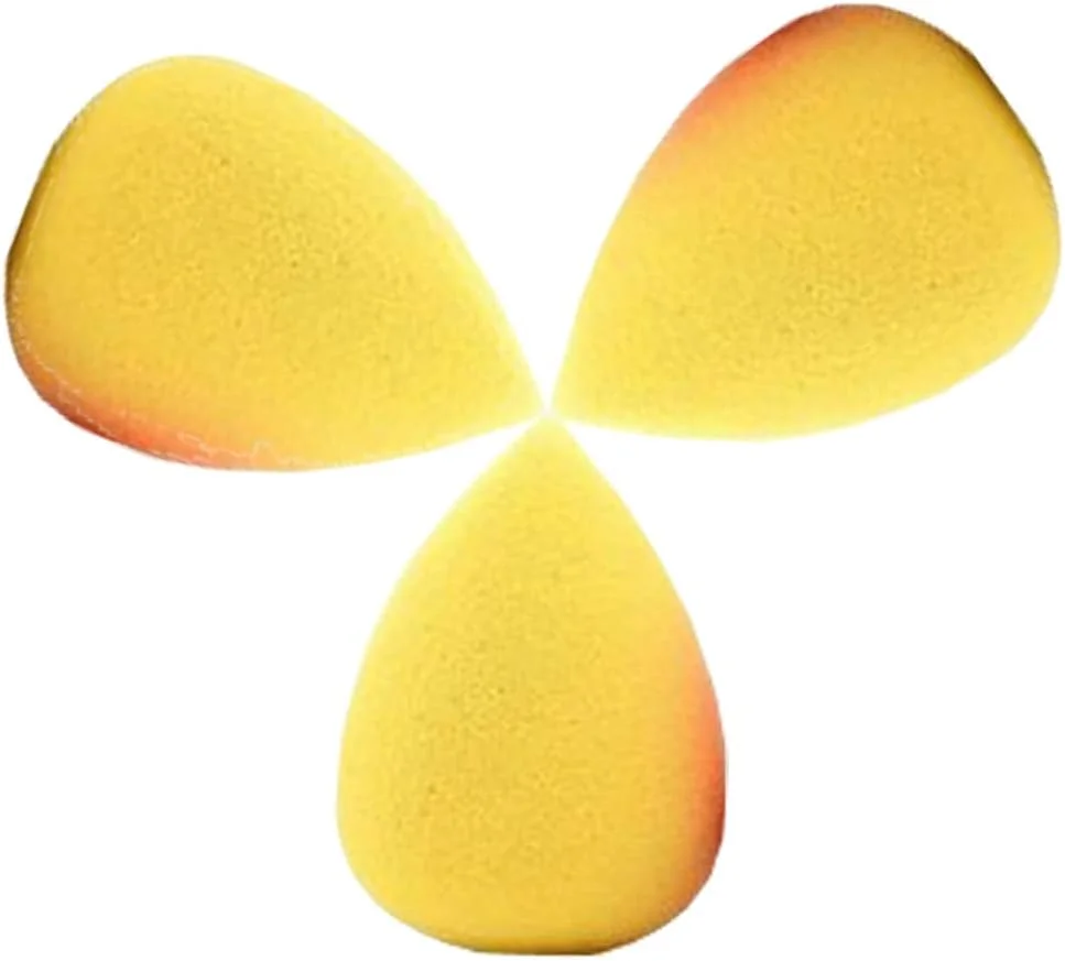 اسفنج مینی میکاپ بلندر تریتون بدون لاتکس 3 عددی مناسب برای استفاده مرطوب و خشک، پاف برای ترکیب آرایش، کرم، کانسیلر، پودر، فونداسیون - زرد