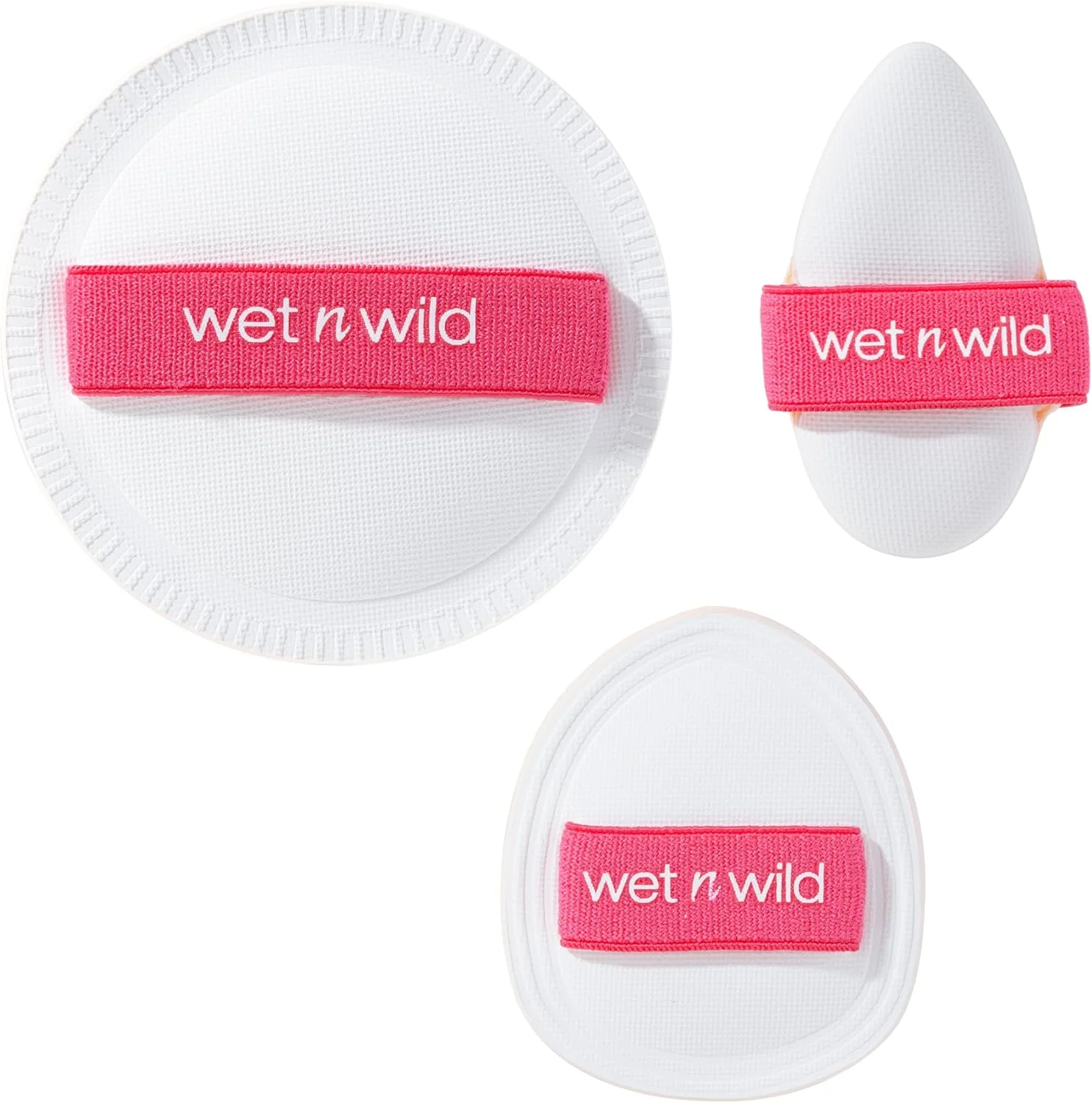 ست اسفنجی سه تایی وت اند وایلد، اسفنج های فوق العاده نرم و چند منظوره برای آرایش مایع و پودری، استفاده یکدست و بدون رگه، دارای نوار کشی برای استفاده بدون دست، بدون تست حیوانی