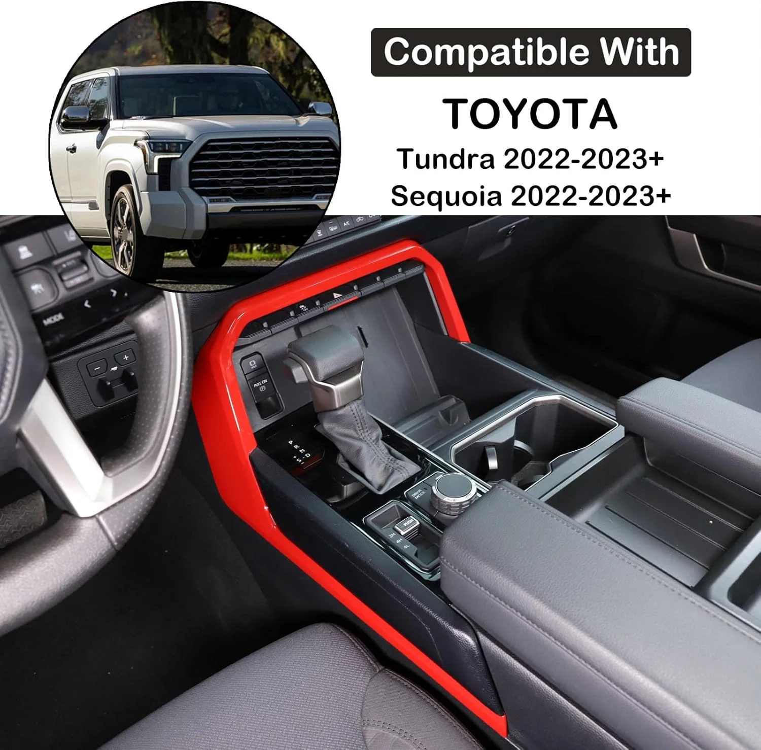 روکش تریم قاب پنل تعویض دنده جعبه دنده کنسول وسط خودرو Aunginsy سازگار با تویوتا توندرا/سکوبا 2022-2023، محافظ نوار تزئینی پنل جانبی جعبه دنده کنترل مرکزی روکش تریم قاب پنل تعویض دنده جعبه دنده کنسول وسط خودرو Aunginsy سازگار با تویوتا توندرا/سکوبا 2022-2023، محافظ نوار تزئینی پنل جانبی جعبه دنده کنترل مرکزی