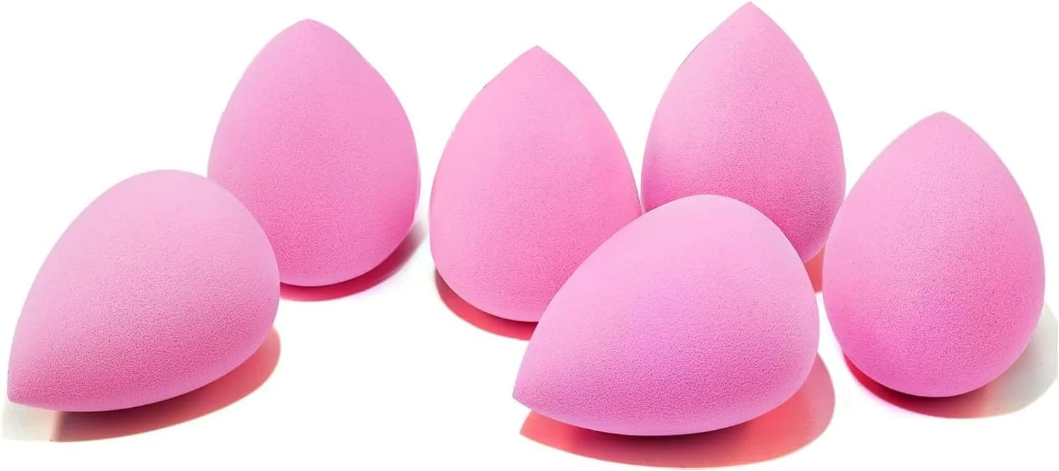 ست 6 عددی اسفنج نرم آرایشی YHRY، اسفنج های آرایشی برای کرم پودر، مایع، کرم و پودر، اسفنج صورتی برای ترکیب کردن، بلندر بدون لاتکس، هدیه کریسمس برای بزرگسالان (صورتی)