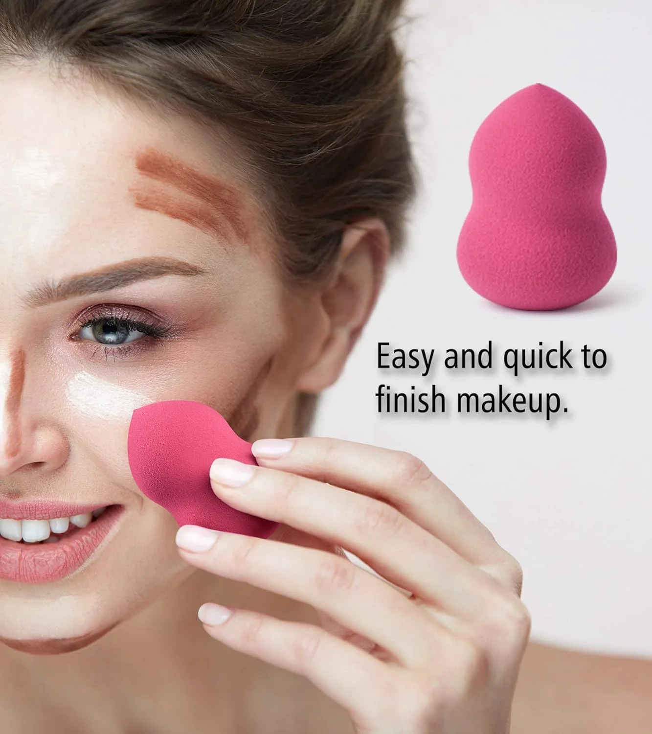 اسفنج آرایشی YHRY، بلندر آرایشی، بلندر آرایشی برای کرم پودر و مایع، اسفنج نرم قطره ای برای پودر مخلوط کردن فونداسیون، تمیز کردن آسان، فوق العاده نرم، 1 عدد، قرمز