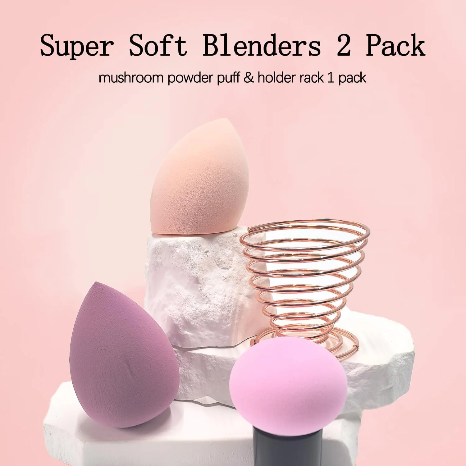 ست اسفنج آرایشی YJUFoar، ست 3 عددی بلندر و هولدر بدون لاتکس، بلندر های زیبایی صورتی ملایم برای کرم ها، پودر و لوازم آرایشی مایع، اپلیکاتورهای آرایشی ملایم