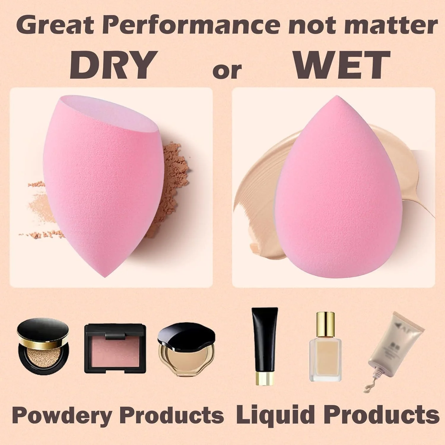 اسفنج آرایشی YHRY، بسته 3 عددی بلندر آرایشی، بلندر آرایشی برای کرم پودر و مایع، تمیز کردن آسان، بلندر زیبایی فوق العاده نرم بدون لاتکس، اپلیکاتور کانسیلر، صورتی، عملکرد متفاوت