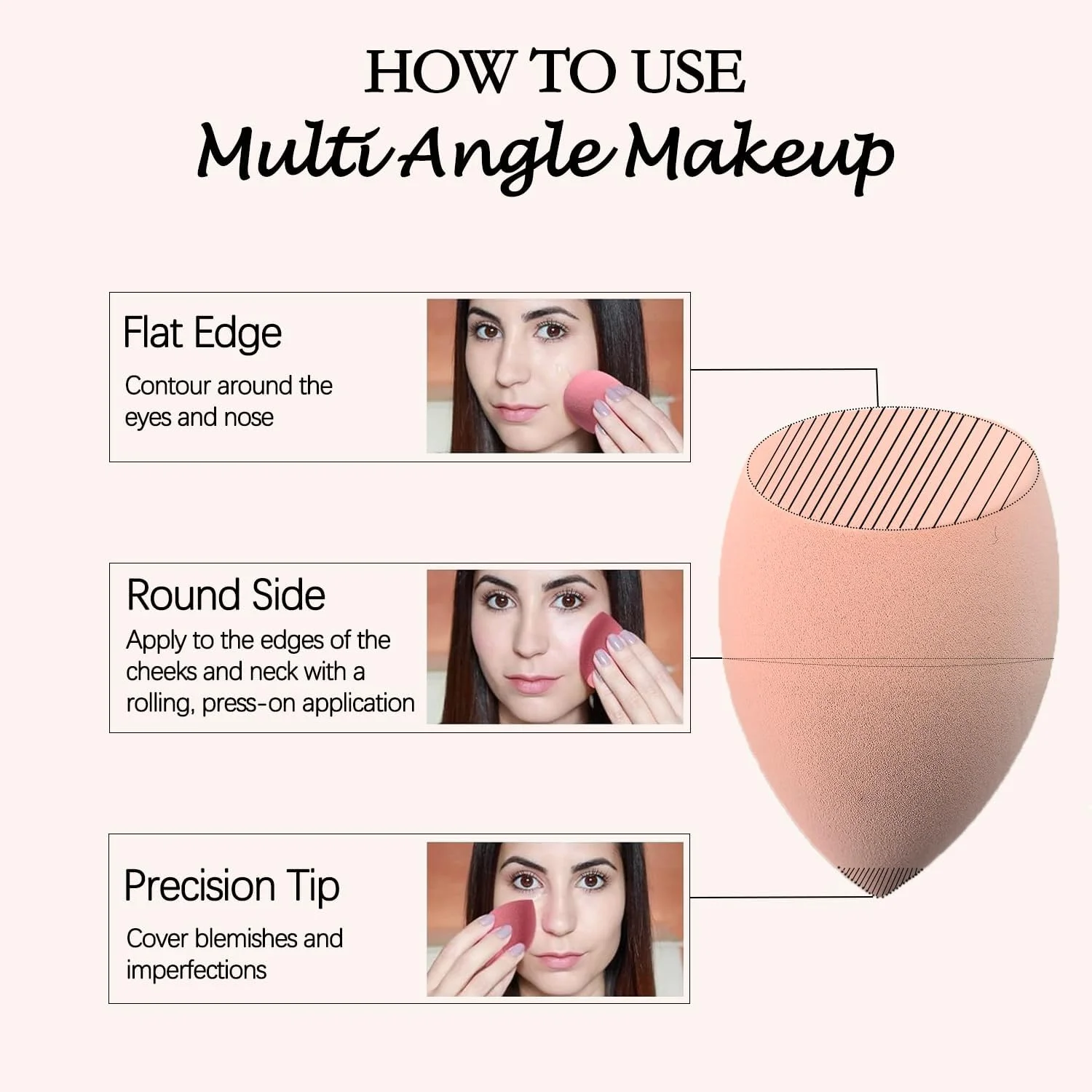 ست اسفنج آرایشی YJUFoar، ست 3 عددی بلندر و هولدر بدون لاتکس، بلندر های زیبایی صورتی ملایم برای کرم ها، پودر و لوازم آرایشی مایع، اپلیکاتورهای آرایشی ملایم