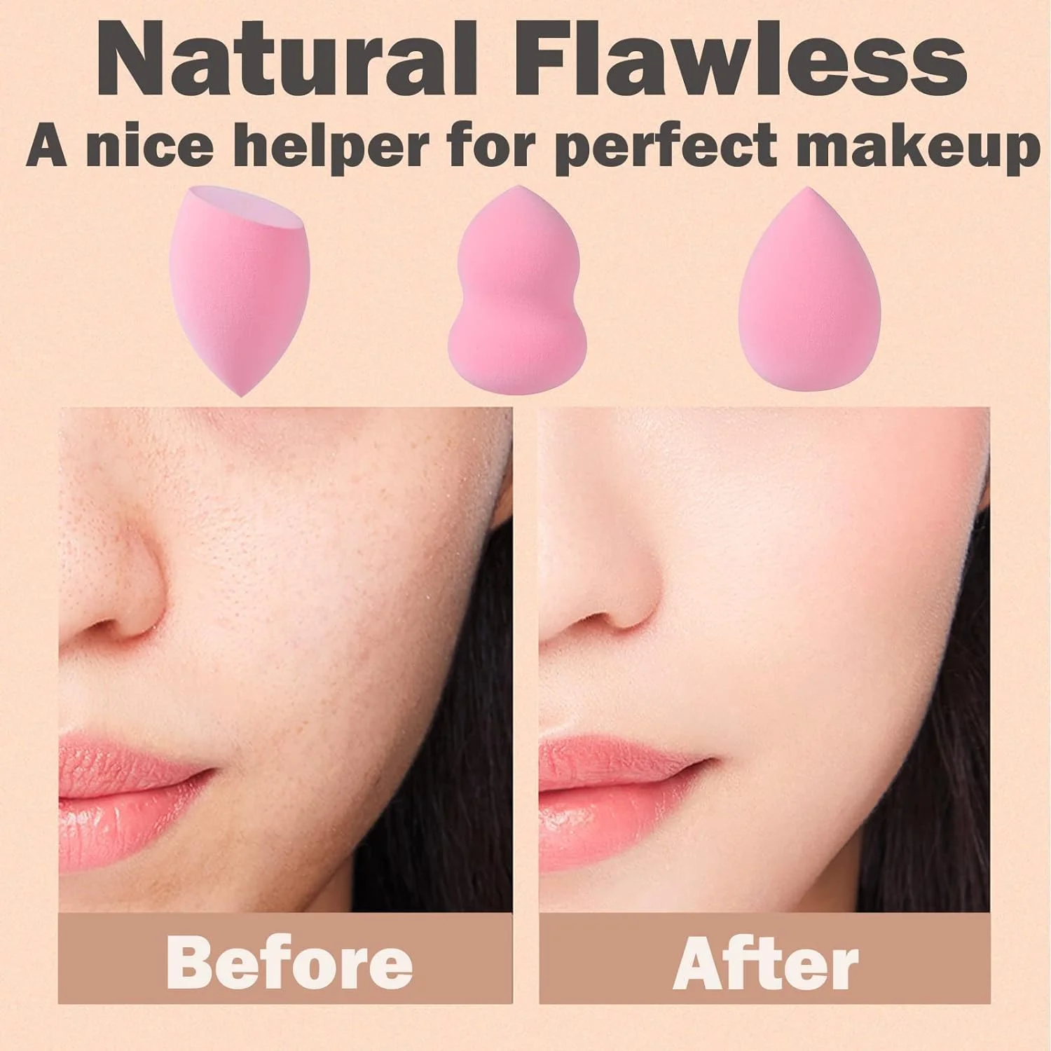 اسفنج آرایشی YHRY، بسته 3 عددی بلندر آرایشی، بلندر آرایشی برای کرم پودر و مایع، تمیز کردن آسان، بلندر زیبایی فوق العاده نرم بدون لاتکس، اپلیکاتور کانسیلر، صورتی، عملکرد متفاوت