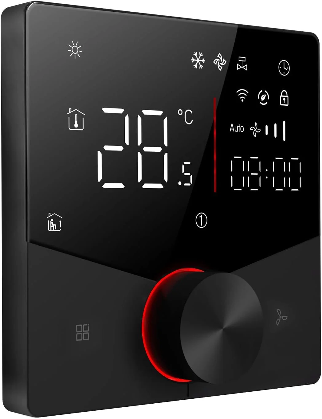 پنل کنترل تهویه مطبوع دو لوله Luocute، صفحه نمایش لمسی دیجیتال، کنترلر مرکزی HVAC قابل برنامه ریزی 7 روزه، برای اکثر محیط های نصب در سطح جهانی (مشکی)