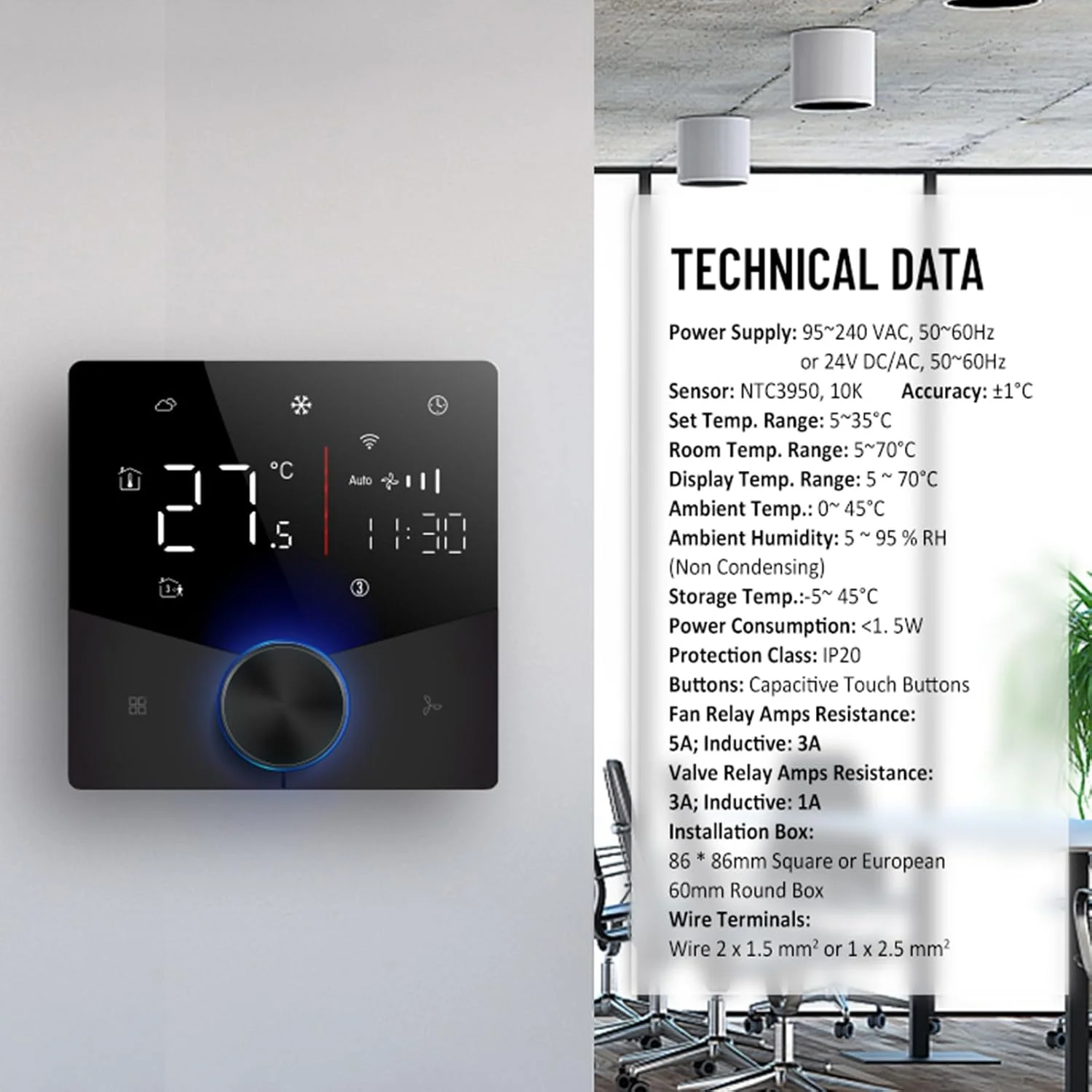 پنل کنترل تهویه مطبوع دو لوله Luocute، صفحه نمایش لمسی دیجیتال، کنترلر مرکزی HVAC قابل برنامه ریزی 7 روزه، برای اکثر محیط های نصب در سطح جهانی (مشکی) پنل کنترل تهویه مطبوع دو لوله Luocute، صفحه نمایش لمسی دیجیتال، کنترلر مرکزی HVAC قابل برنامه ریزی 7 روزه، برای اکثر محیط های نصب در سطح جهانی (مشکی)
