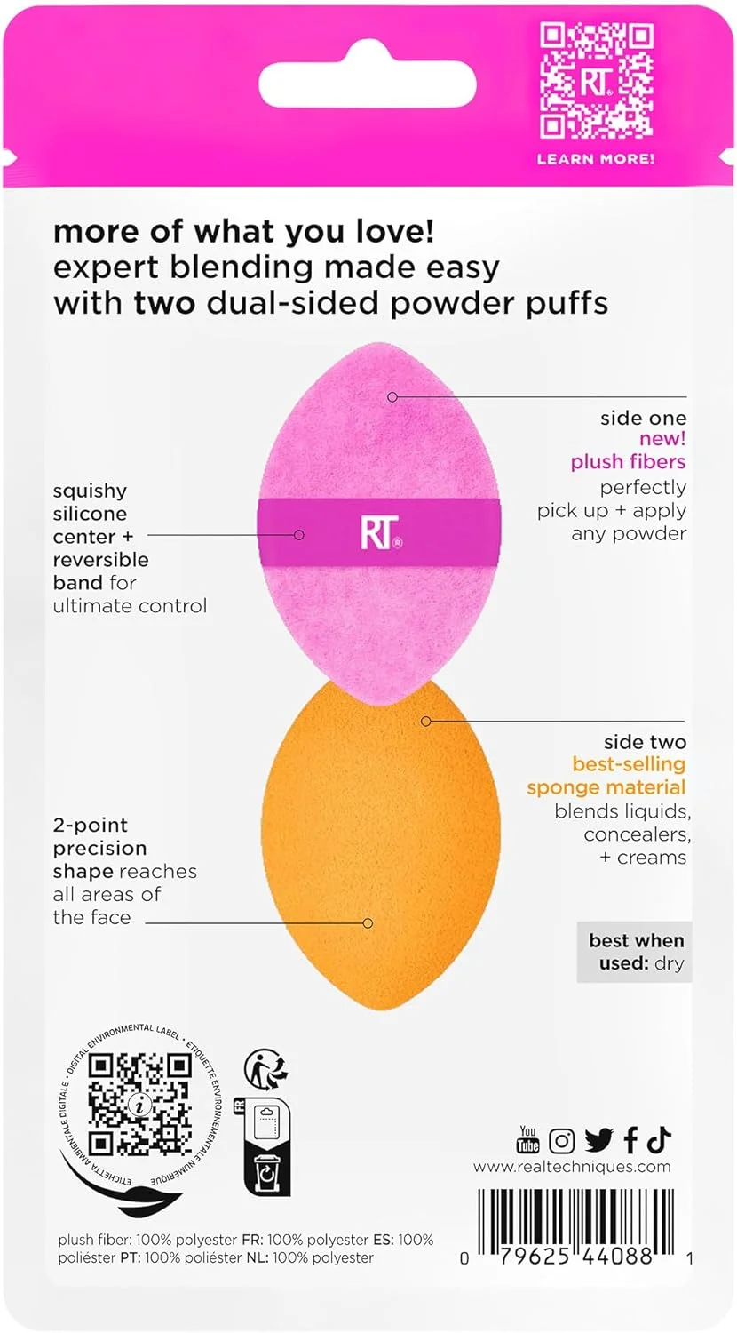 پدهای پودری دو طرفه Real Techniques Miracle 2-In-1، پد ترکیب آرایش دو طرفه، نوار الاستیک برگشت پذیر، اسفنج آرایشی دقیق و پد پودری، برای محصولات مایع، کرمی و پودری پدهای پودری دو طرفه Real Techniques Miracle 2-In-1، پد ترکیب آرایش دو طرفه، نوار الاستیک برگشت پذیر، اسفنج آرایشی دقیق و پد پودری، برای محصولات مایع، کرمی و پودری