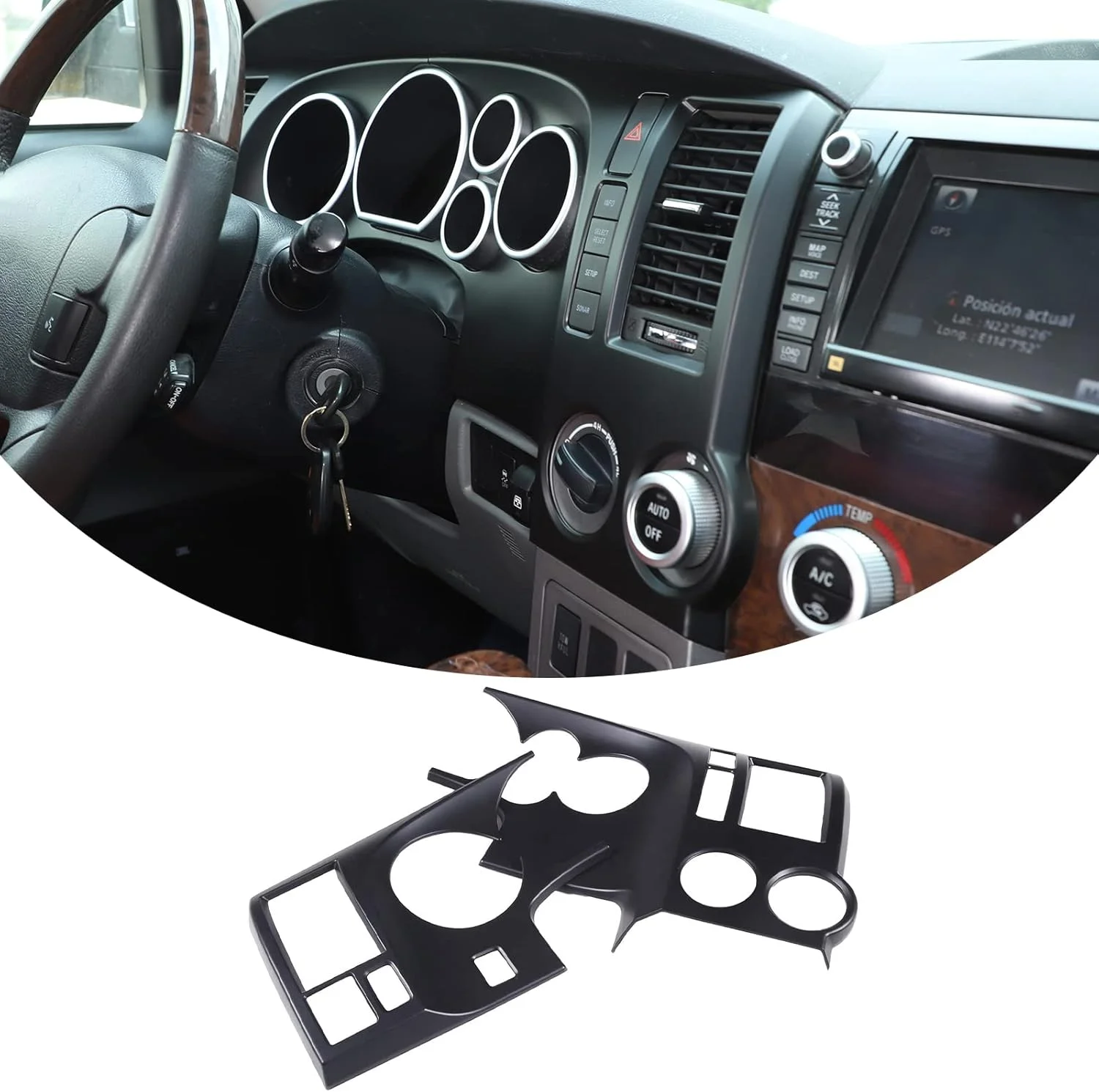 پنل تزئینی داشبورد کنترل مرکزی خودرو TongSheng ABS، قاب تزئینی پنل داشبورد برای تویوتا توندرا 2007 2008 2009 2010 2011 2012 2013 لوازم جانبی خودرو (مشکی مات)