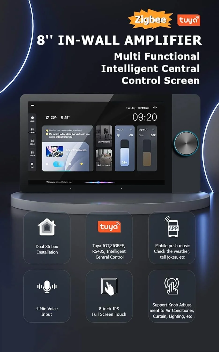 پنل کنترل لمسی هوشمند خانگی تویا 8 اینچی