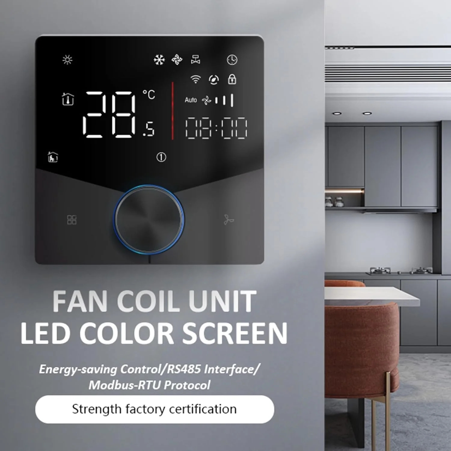 ترموستات AC، کنترلر دمای تهویه مطبوع مرکزی قابل برنامه ریزی، پنل کنترل نازک برای خانه، اداره، مراکز خرید، هتل ها (مشکی)