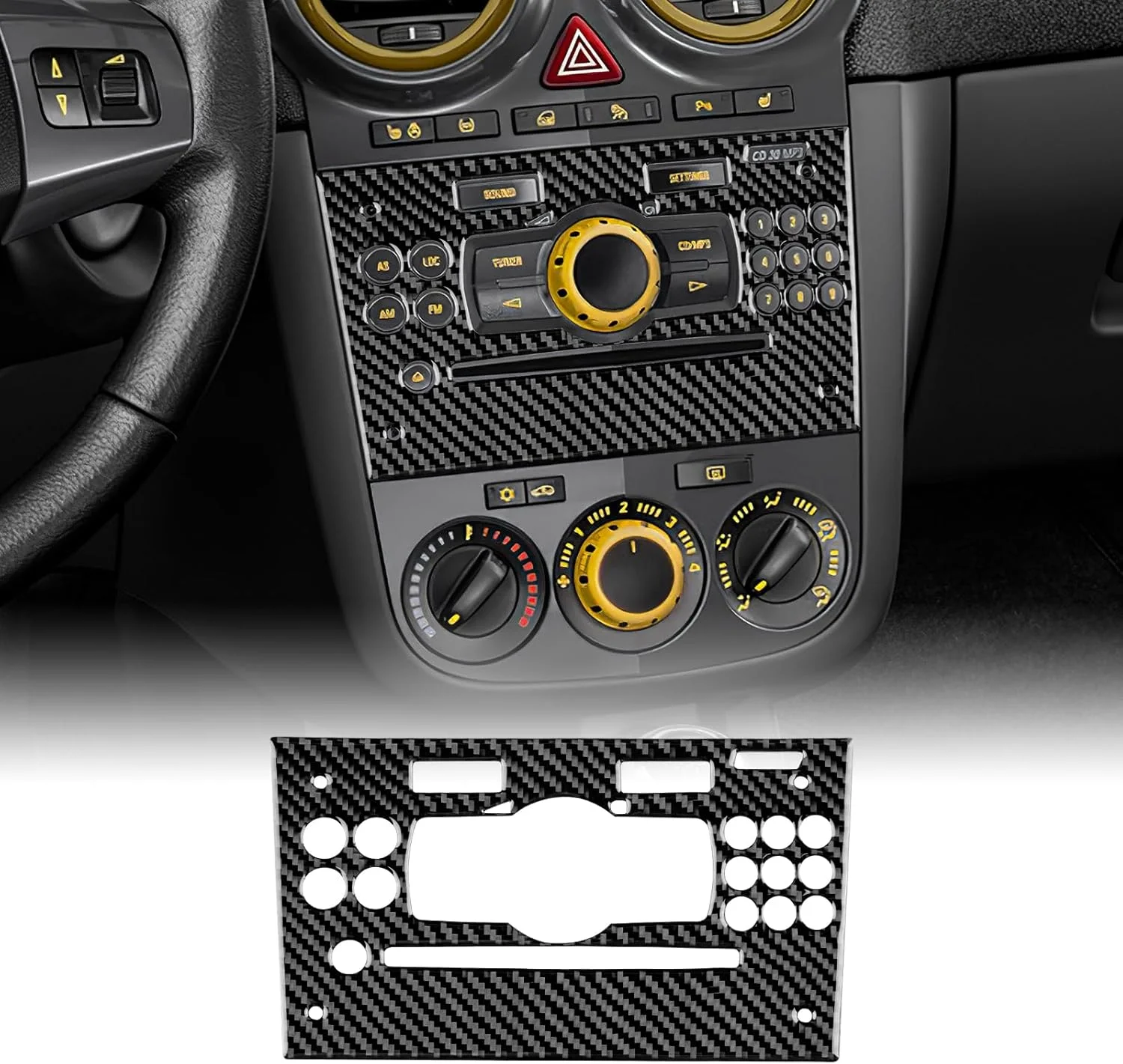KUNGKIC برای واکسهال کورسا 2007-2014 فیبر کربنی کنترل مرکزی خودرو پنل دکمه CD صفحه تزئینی برچسب لوازم جانبی داخلی (مشکی) KUNGKIC برای واکسهال کورسا 2007-2014 فیبر کربنی کنترل مرکزی خودرو پنل دکمه CD صفحه تزئینی برچسب لوازم جانبی داخلی (مشکی)