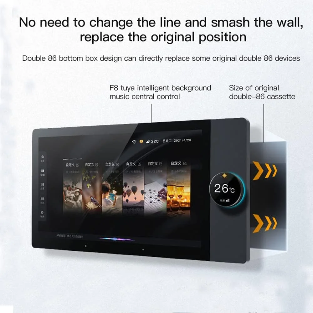 پنل کنترل لمسی هوشمند چند منظوره 8 اینچی HCLSHOP، میزبان موسیقی پس زمینه سیستم دروازه ZigBee، پنل کنترل مرکزی دیواری برای دستگاه های Tuya و خانه هوشمند Tuya