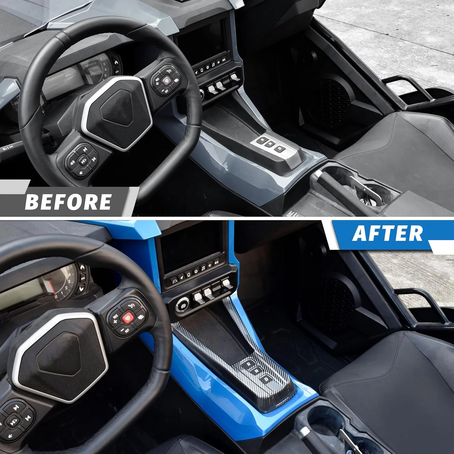 LDETXY روکش تریم پنل دنده فیبر کربنی کنترل مرکزی مناسب برای پولاریس اسلینگ شات 2020-2023