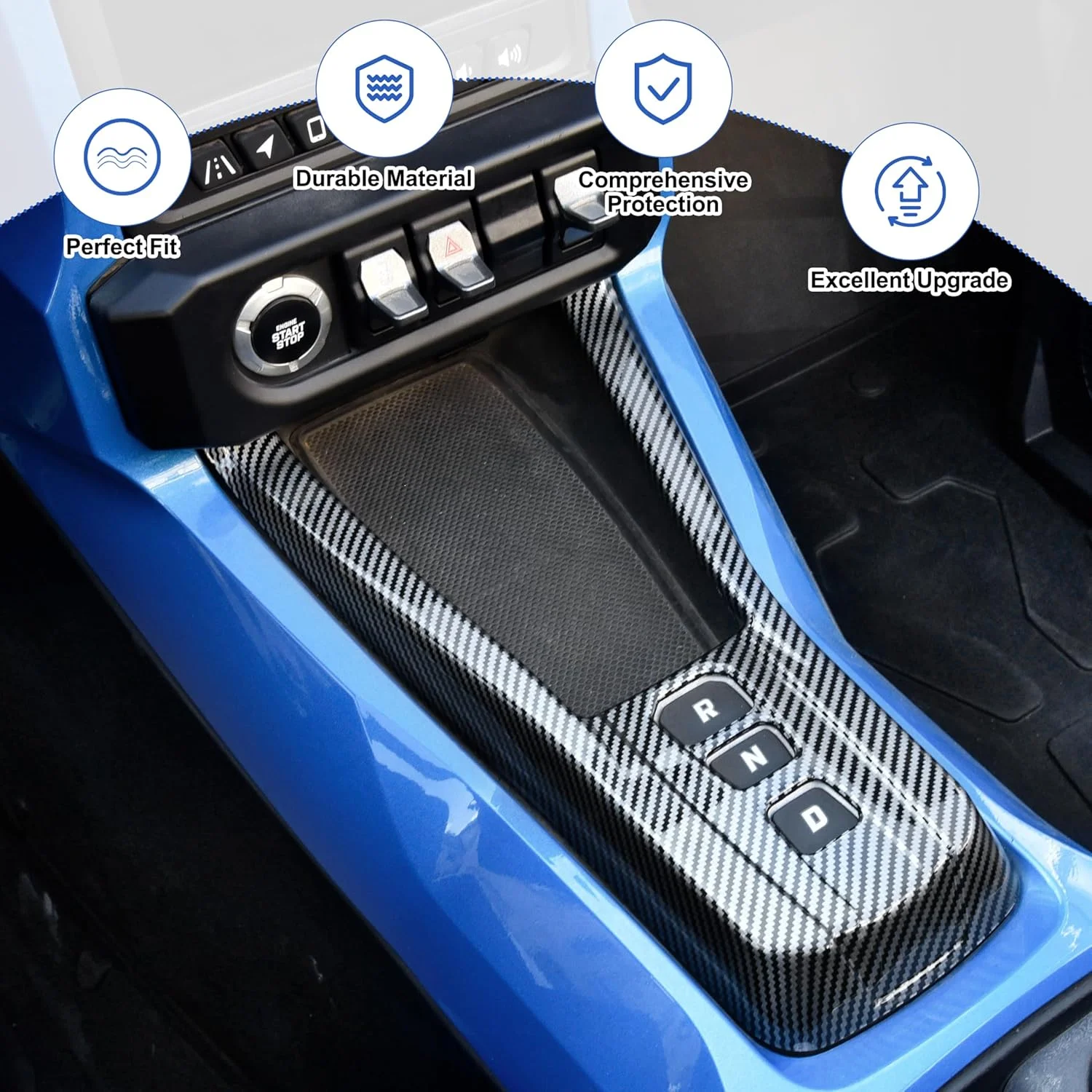 LDETXY روکش تریم پنل دنده فیبر کربنی کنترل مرکزی مناسب برای پولاریس اسلینگ شات 2020-2023