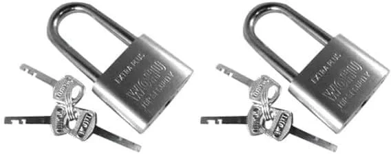 قفل آویز بلند عباسعلی، بسته 2 عددی با 3 کلید، قفل فولادی امنیتی سنگین برای خانه، باغ و فضای باز (60 میلی متر)