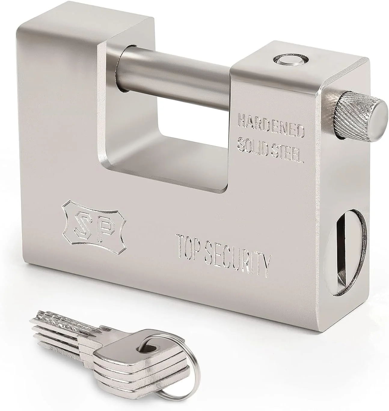 قفل سنگین ABOUT SPACE با 4 کلید - قفل فولادی سخت کاری شده 1 کیلوگرمی با سیلندر ضد دریل و ضد باز شدن و زنجیر قفل برای گاراژ، درب، کانتینر، کرکره، کمد، انبار، دروازه