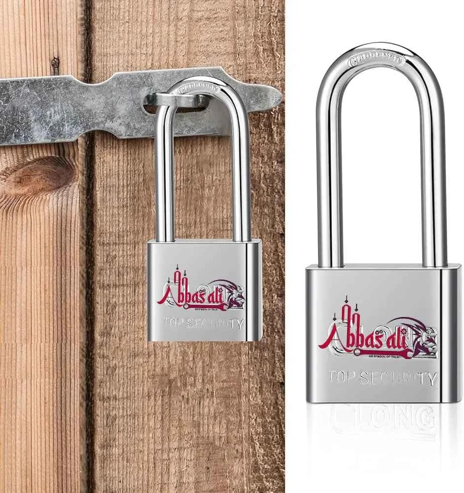 قفل آویز بلند عباسعلی، بسته 2 عددی با 3 کلید، قفل فولادی امنیتی سنگین برای خانه، باغ و فضای باز (60 میلی متر)
