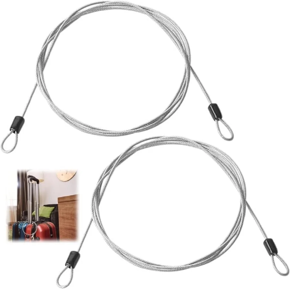 کابل قفل دوچرخه 2 عددی 2 متری 2.5 میلی متری، کابل قفل فولادی بافته شده با روکش حلقه دوبل، سیم طناب کابلی ایمنی، کابل قفل دوچرخه برای دوچرخه، مبلمان حیاط، جعبه ابزار، صندوق عقب