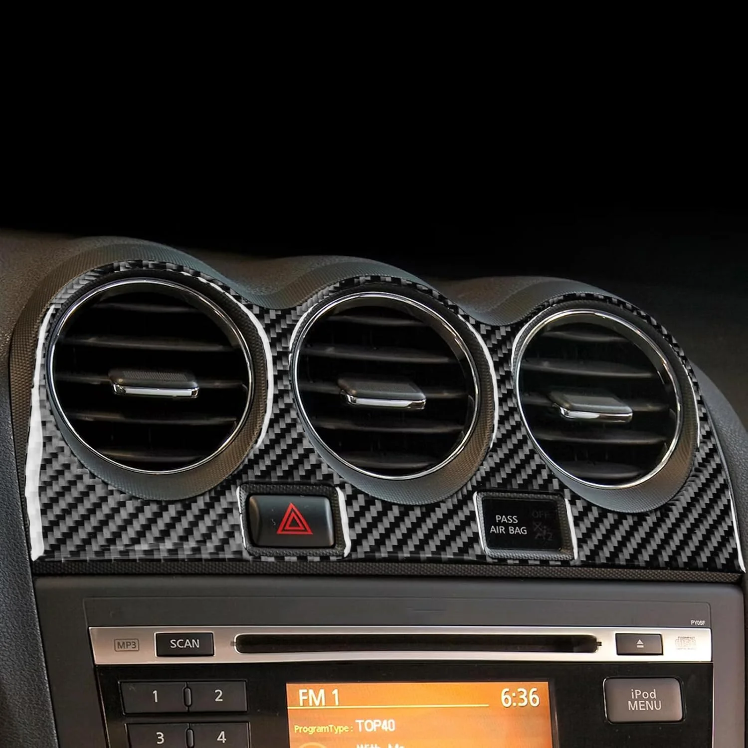 برچسب فیبر کربن 3K مشکی واقعی PJFUS برای داشبورد خودرو، دریچه تهویه مطبوع مرکزی/پنل کنترل چراغ خطر، لوازم جانبی داخلی سازگار با نیسان آلتیما/آلتیما کوپه/آلتیما هیبرید 2008 2009 2010 2011 2012 برچسب فیبر کربن 3K مشکی واقعی PJFUS برای داشبورد خودرو، دریچه تهویه مطبوع مرکزی/پنل کنترل چراغ خطر، لوازم جانبی داخلی سازگار با نیسان آلتیما/آلتیما کوپه/آلتیما هیبرید 2008 2009 2010 2011 2012