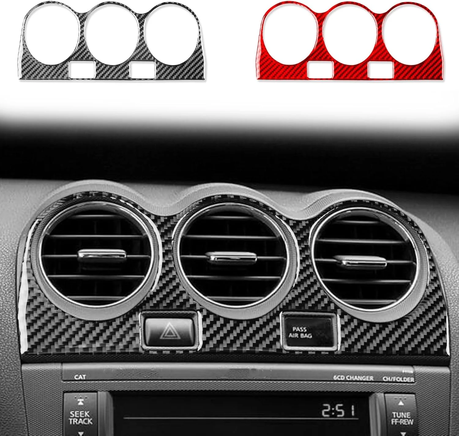 برچسب فیبر کربن 3K مشکی واقعی PJFUS برای داشبورد خودرو، دریچه تهویه مطبوع مرکزی/پنل کنترل چراغ خطر، لوازم جانبی داخلی سازگار با نیسان آلتیما/آلتیما کوپه/آلتیما هیبرید 2008 2009 2010 2011 2012 برچسب فیبر کربن 3K مشکی واقعی PJFUS برای داشبورد خودرو، دریچه تهویه مطبوع مرکزی/پنل کنترل چراغ خطر، لوازم جانبی داخلی سازگار با نیسان آلتیما/آلتیما کوپه/آلتیما هیبرید 2008 2009 2010 2011 2012