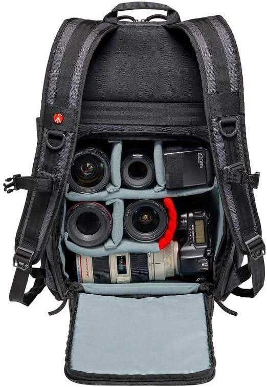 کیف کوله پشتی دوربین Manfrotto Manhattan Mover-50، چند منظوره، برای حمل دوربین و لوازم جانبی، از جنس ضد آب، کوله پشتی عکاسی با محفظه لپ تاپ و تبلت، با نگهدارنده سه پایه