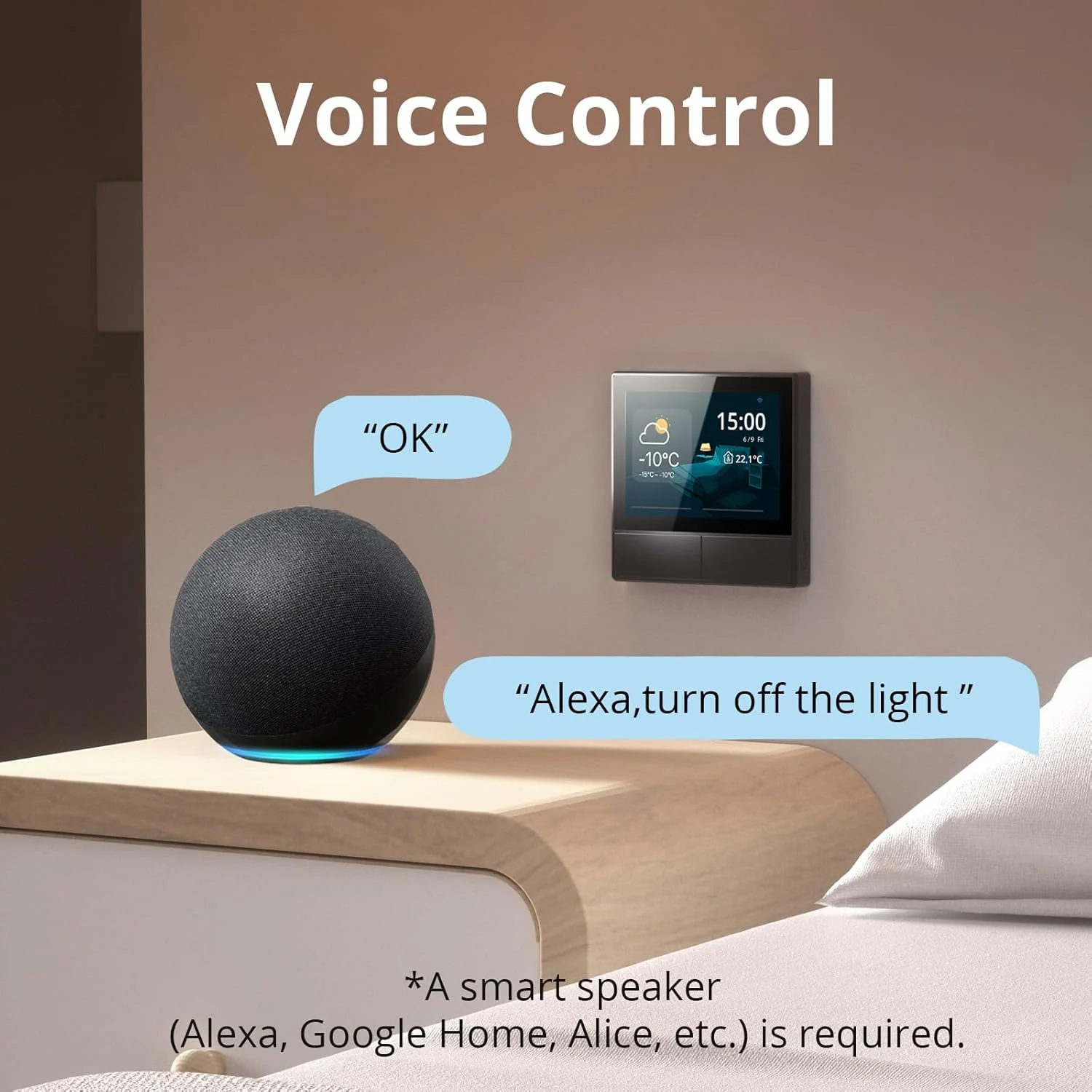 کلید دیواری هوشمند صحنه Sonoff NSPanel-EU Wi-Fi 2 Gang، پنل HMI، کنترل دمای هوشمند، نوع 86، سازگار با الکسا، آلیس و گوگل هوم، مشکی