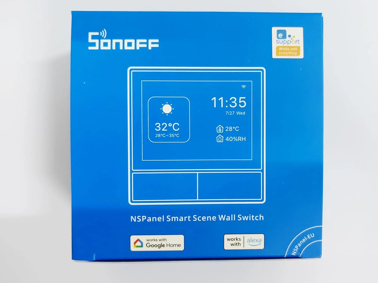 کلید دیواری هوشمند صحنه Sonoff NSPanel-EU Wi-Fi 2 Gang، پنل HMI، کنترل دمای هوشمند، نوع 86، سازگار با الکسا، آلیس و گوگل هوم، مشکی