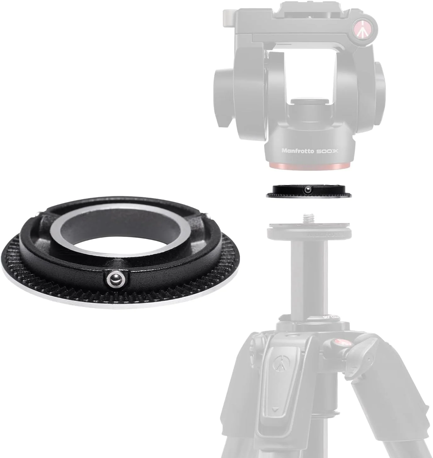 آداپتور پایه تخت 60 میلی‌متری مانفروتو، سازگار با هد فیلمبرداری MVH500XAH، طراحی ضد چرخش برای سه پایه ها و نگهدارنده ها با پیچ های تنظیم، سبک و بادوام