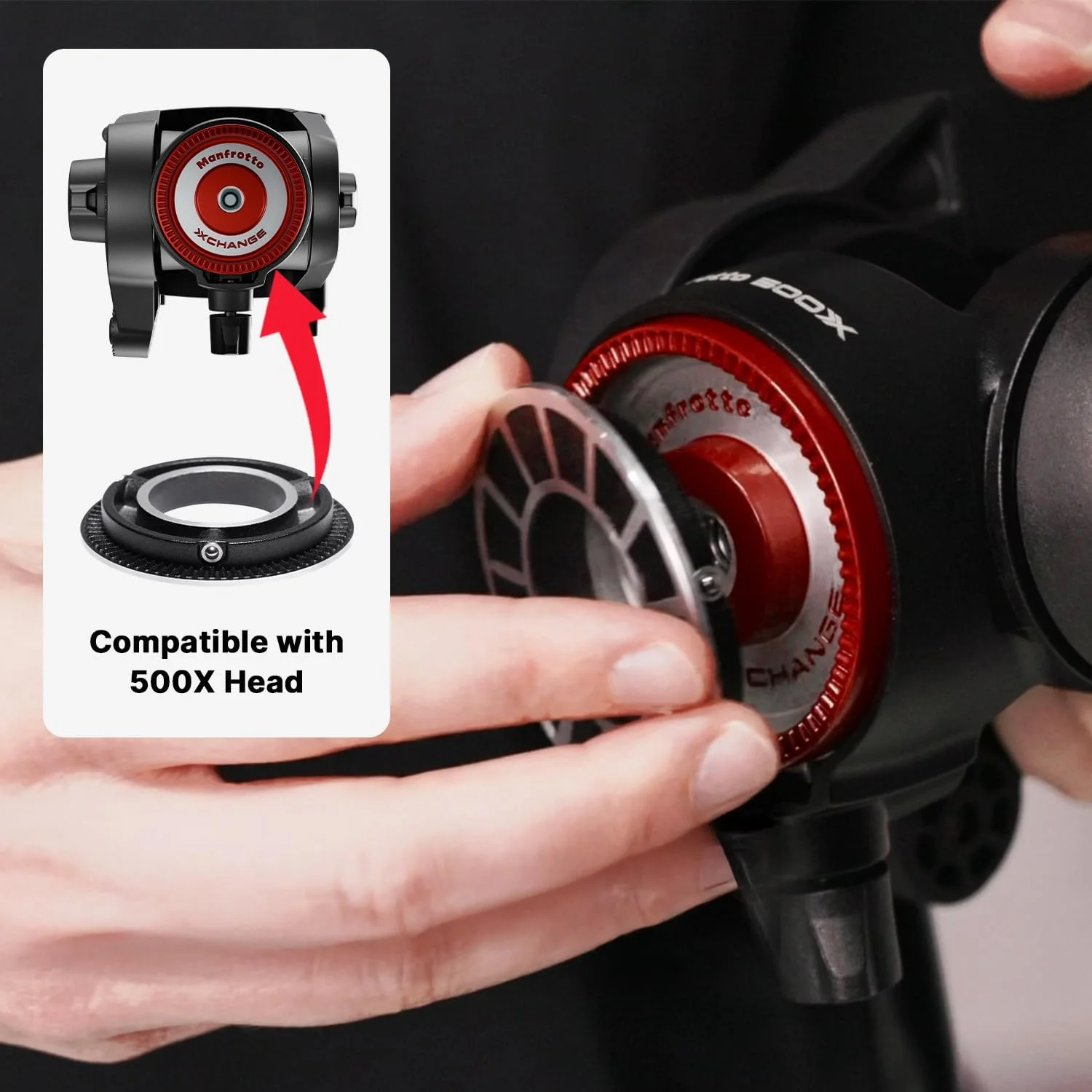 آداپتور پایه تخت 60 میلی‌متری مانفروتو، سازگار با هد فیلمبرداری MVH500XAH، طراحی ضد چرخش برای سه پایه ها و نگهدارنده ها با پیچ های تنظیم، سبک و بادوام