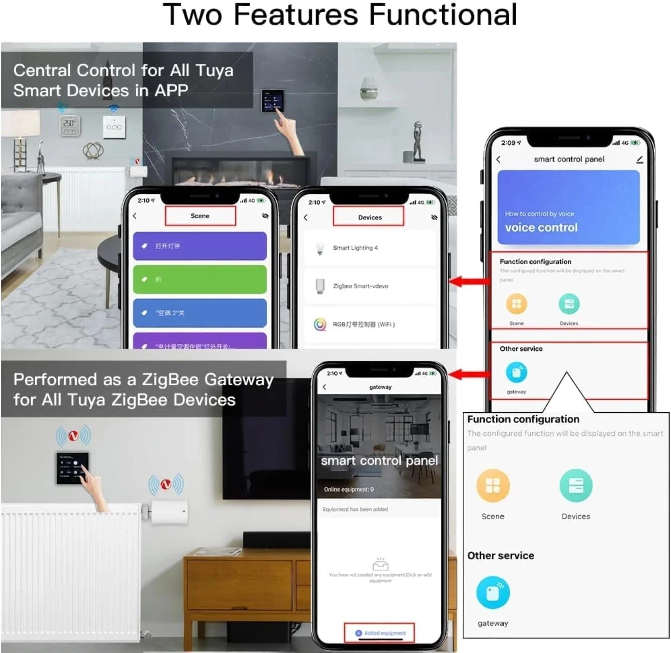 پنل کنترل لمسی چند منظوره هوشمند Eazyliv Tuya wifi، کنترلر مرکزی دیواری برای صحنه های هوشمند خانه (پنل کنترل 4 اینچی)