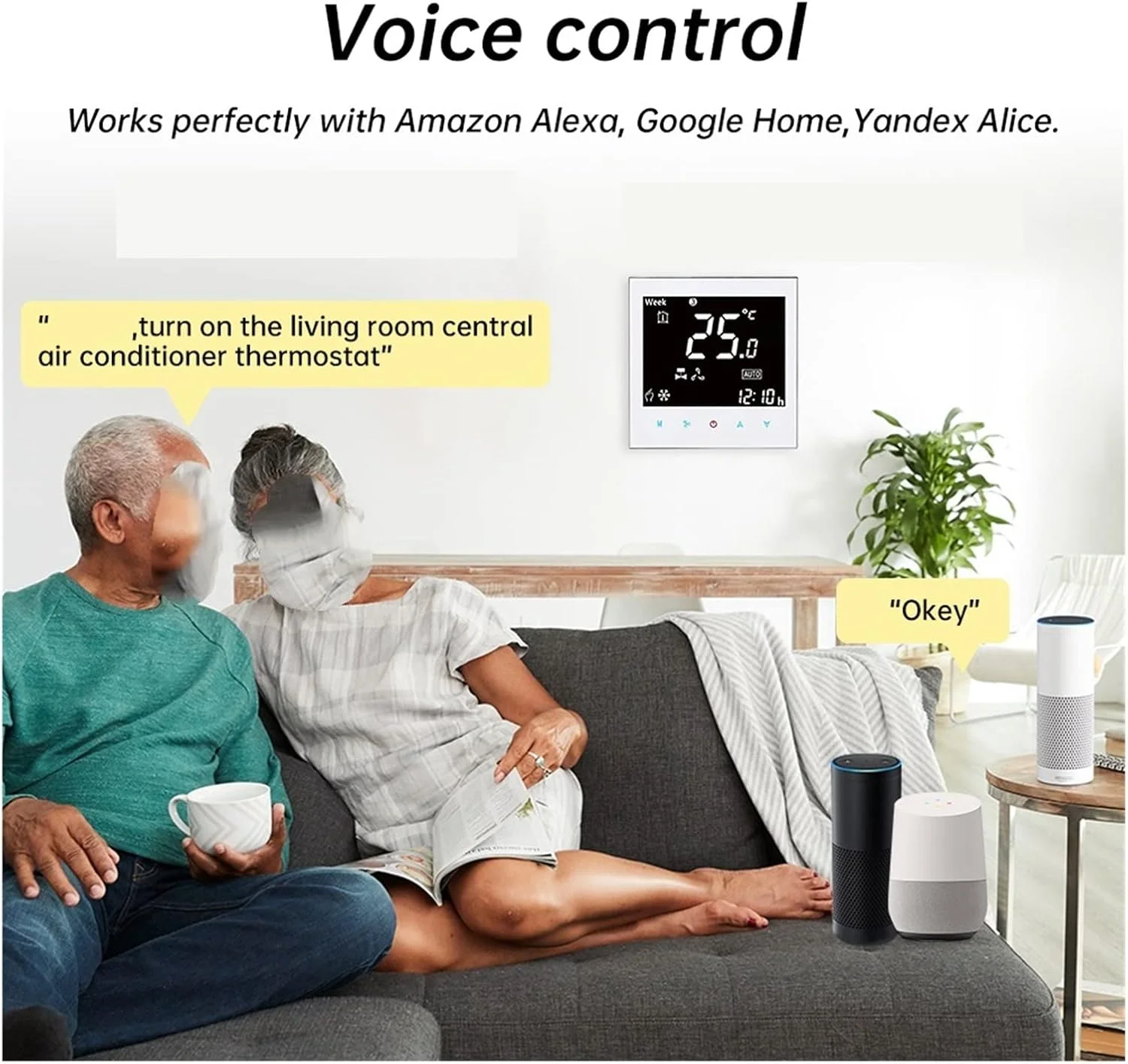 پنل کنترل دما JIKWME ترموستات هوشمند تهویه مطبوع مرکزی Tuya کنترلر دما صرفه جویی در انرژی بی سیم (مشکی)