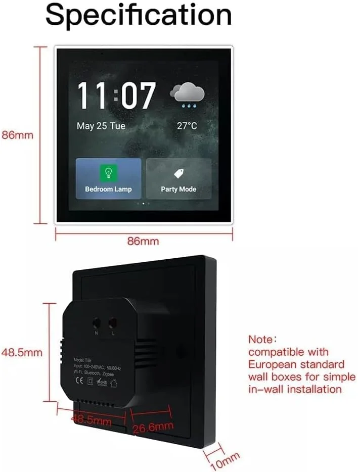 پنل کنترل لمسی چند منظوره هوشمند Eazyliv Tuya wifi، کنترلر مرکزی دیواری برای صحنه های هوشمند خانه (پنل کنترل 4 اینچی)